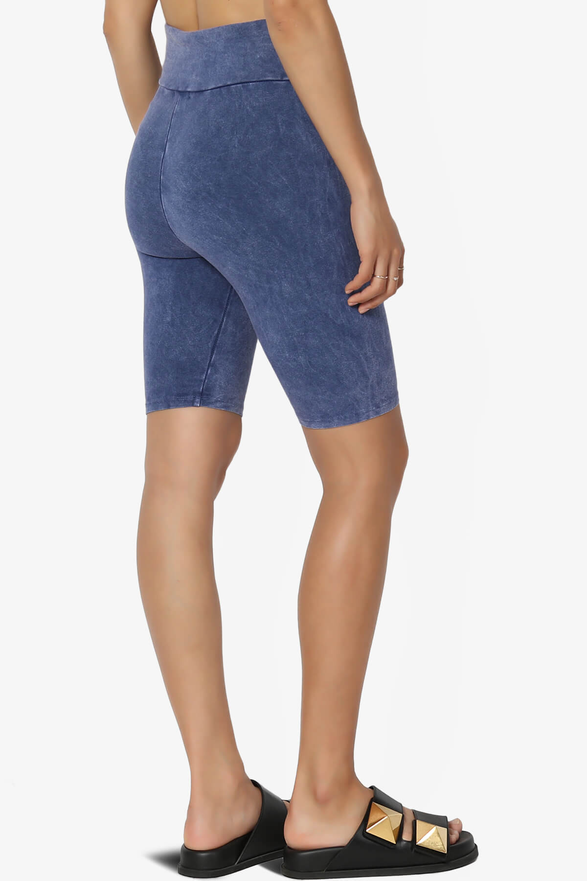 Resort Mineral Wash High Waisted Biker Shorts DENIM_4