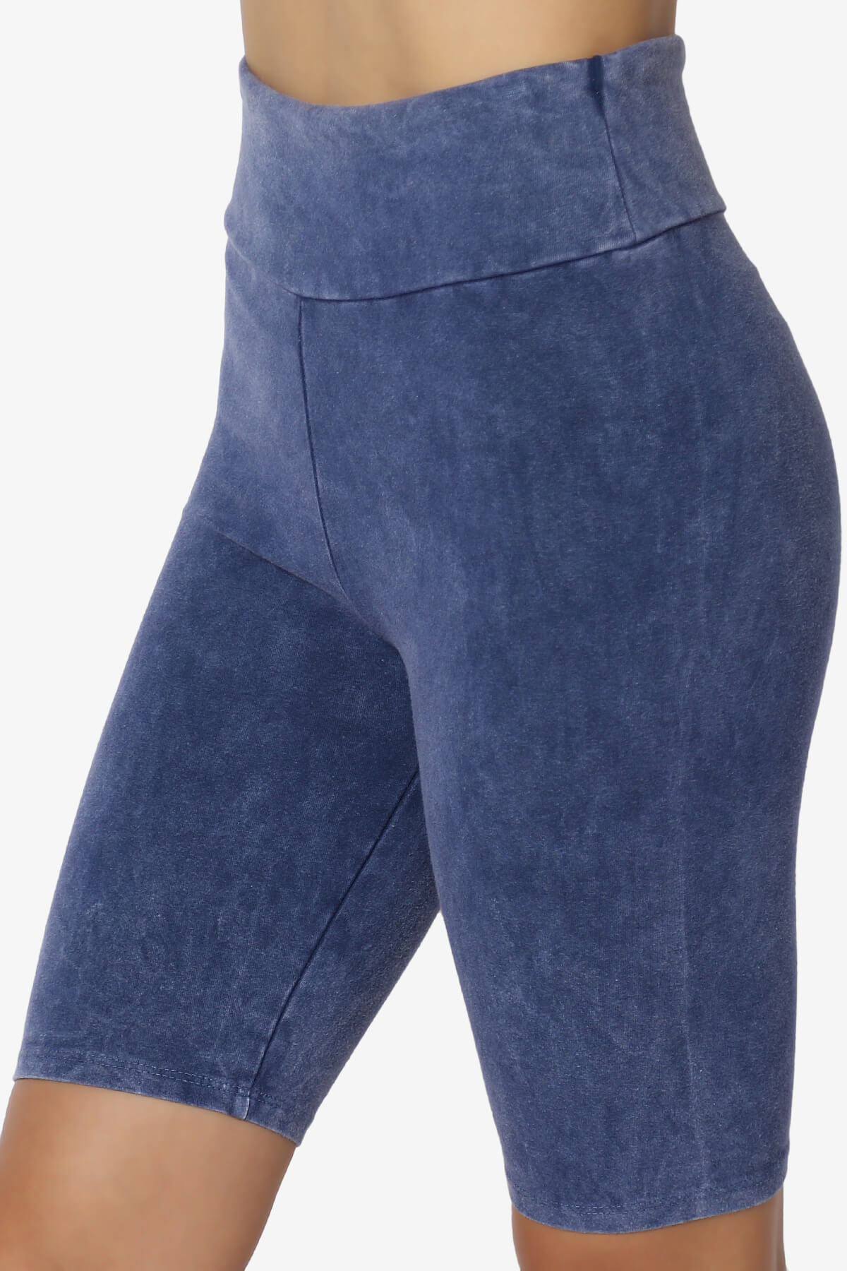 Resort Mineral Wash High Waisted Biker Shorts DENIM_5