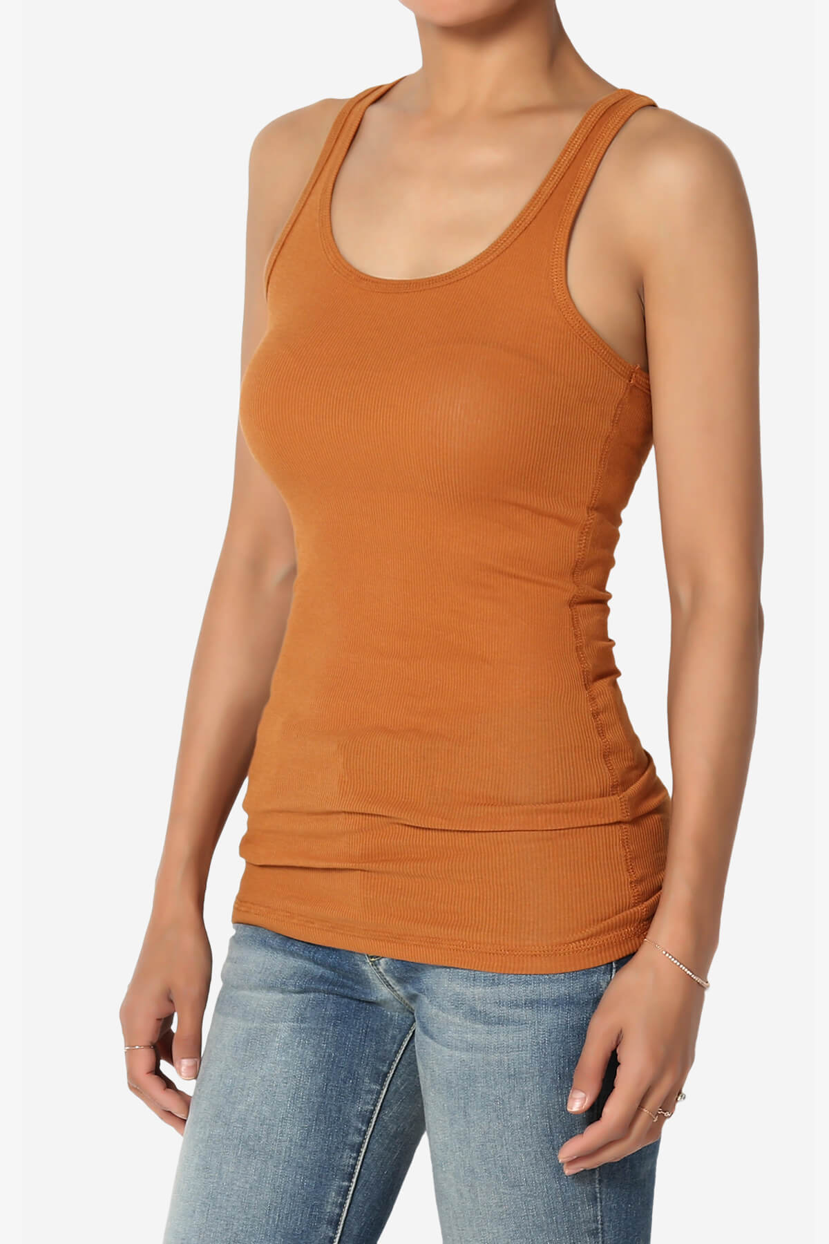 Roxie Racerback Ribbed Tank Top ALMOND_3