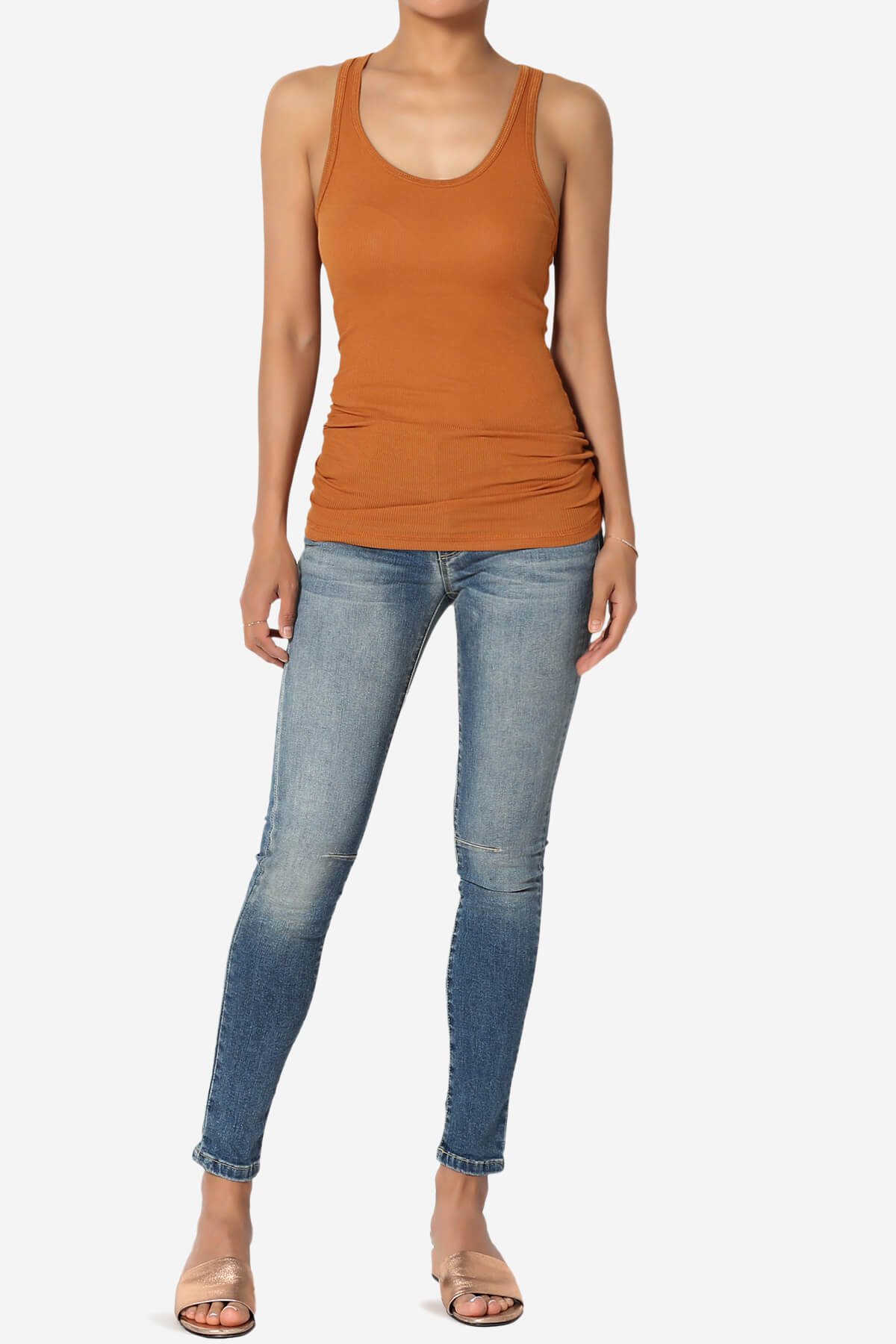 Roxie Racerback Ribbed Tank Top ALMOND_6