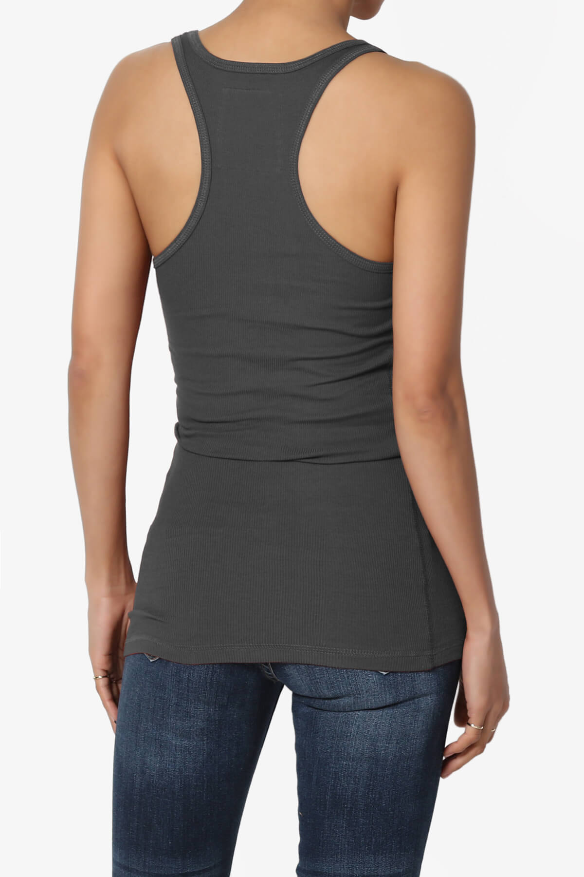Roxie Racerback Ribbed Tank Top ASH GREY_2