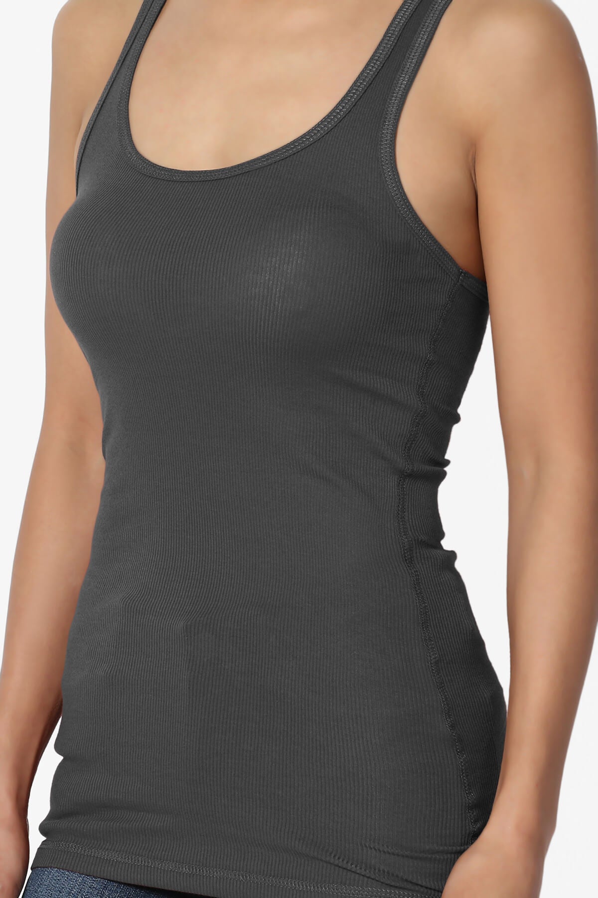 Roxie Racerback Ribbed Tank Top ASH GREY_5