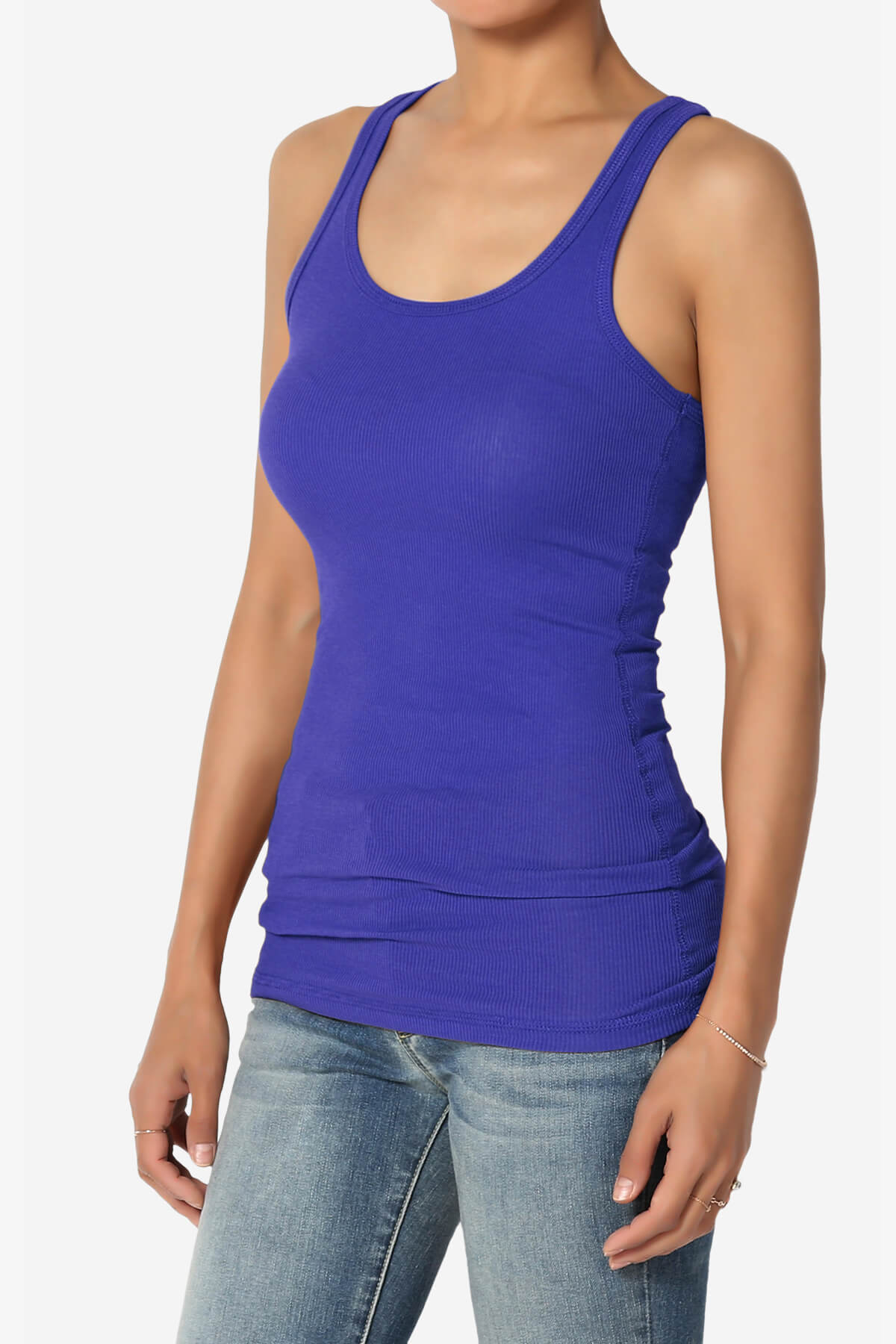 Roxie Racerback Ribbed Tank Top BRIGHT BLUE_3