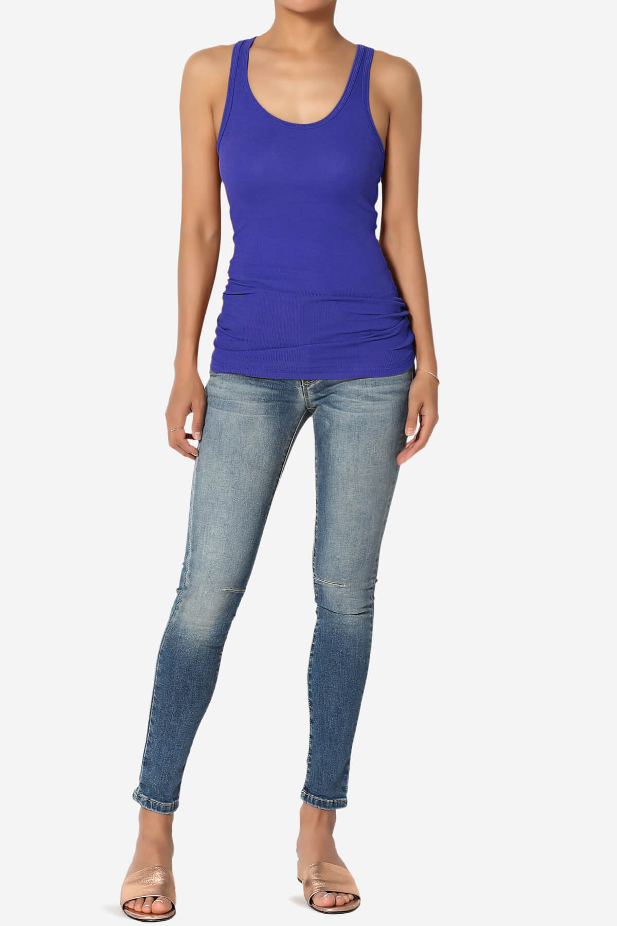 Roxie Racerback Ribbed Tank Top BRIGHT BLUE_6