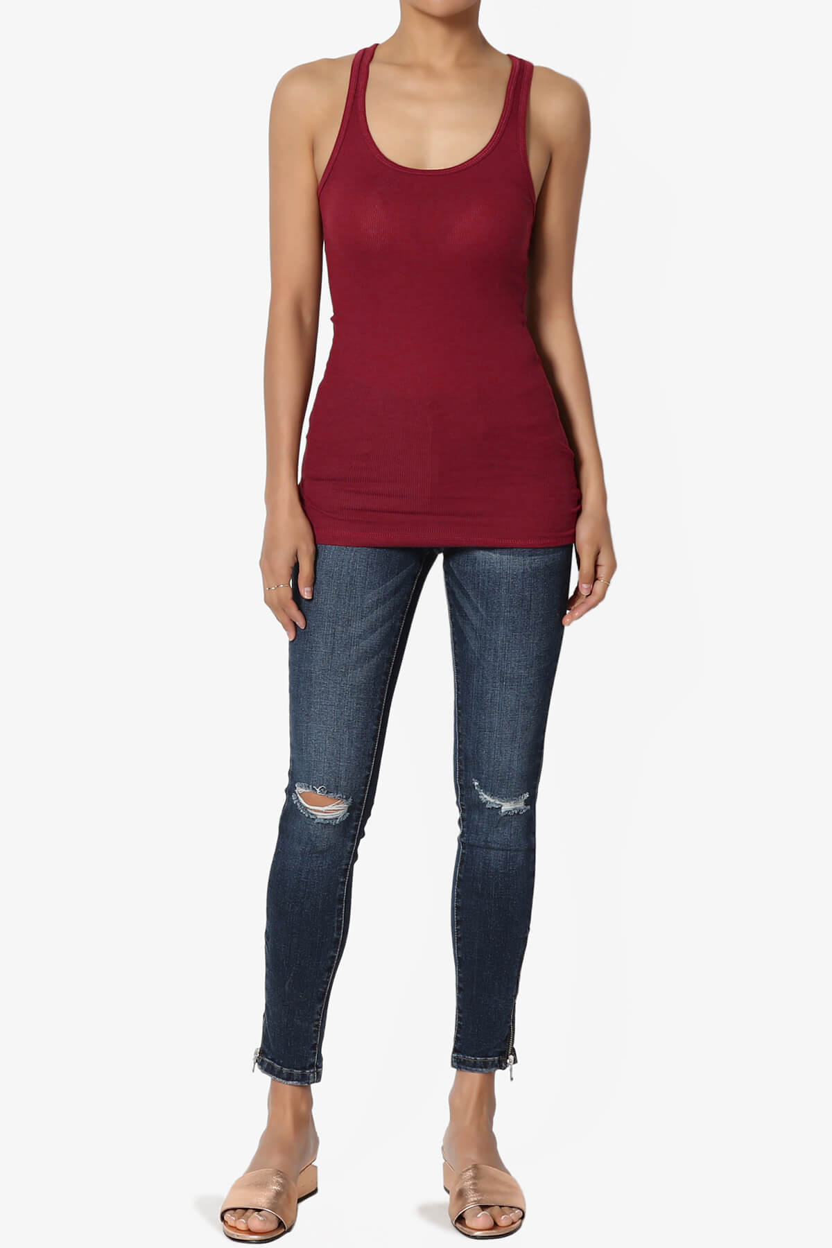 Roxie Racerback Ribbed Tank Top BURGUNDY_6
