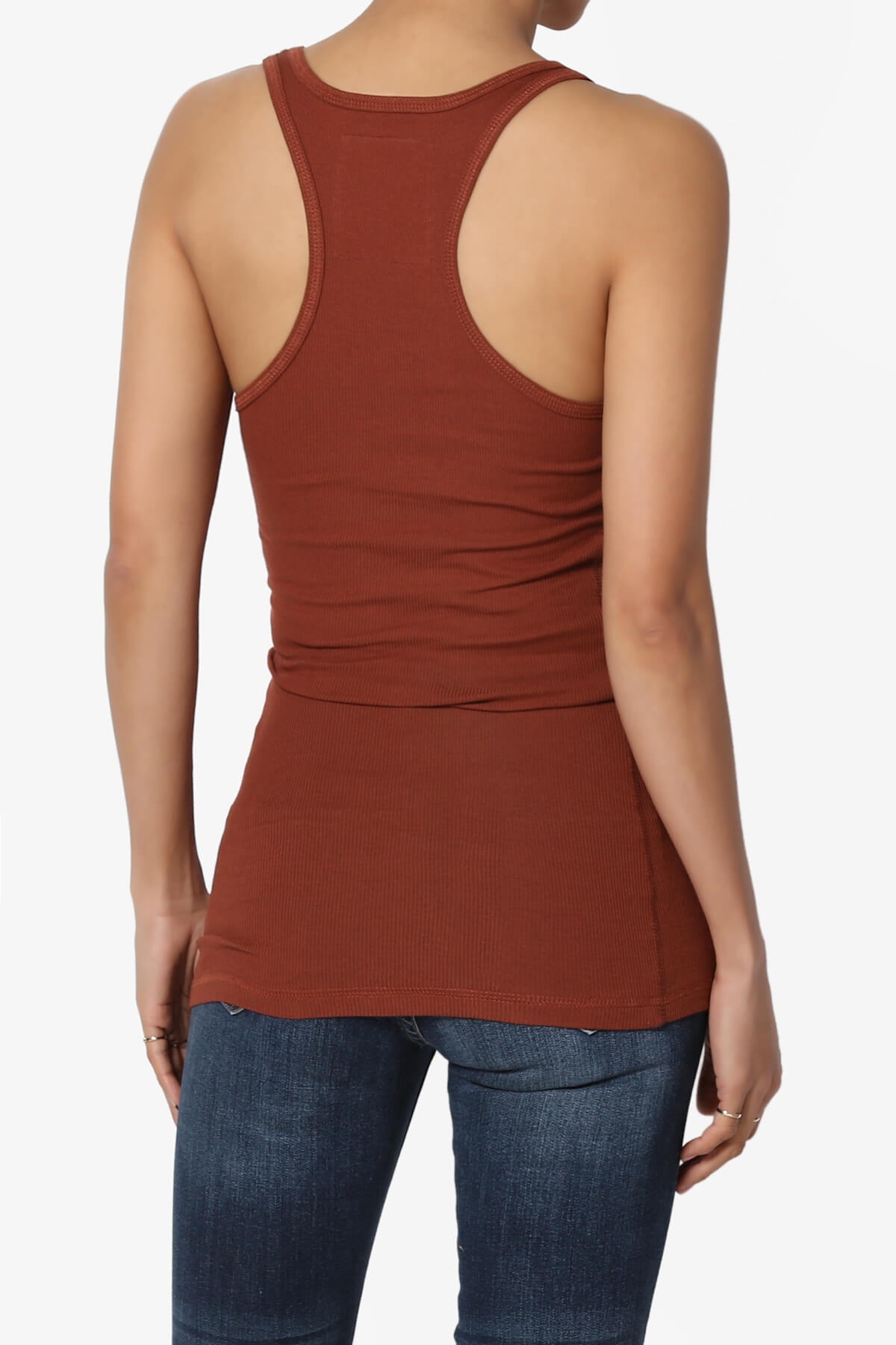 Roxie Racerback Ribbed Tank Top DARK RUST_2