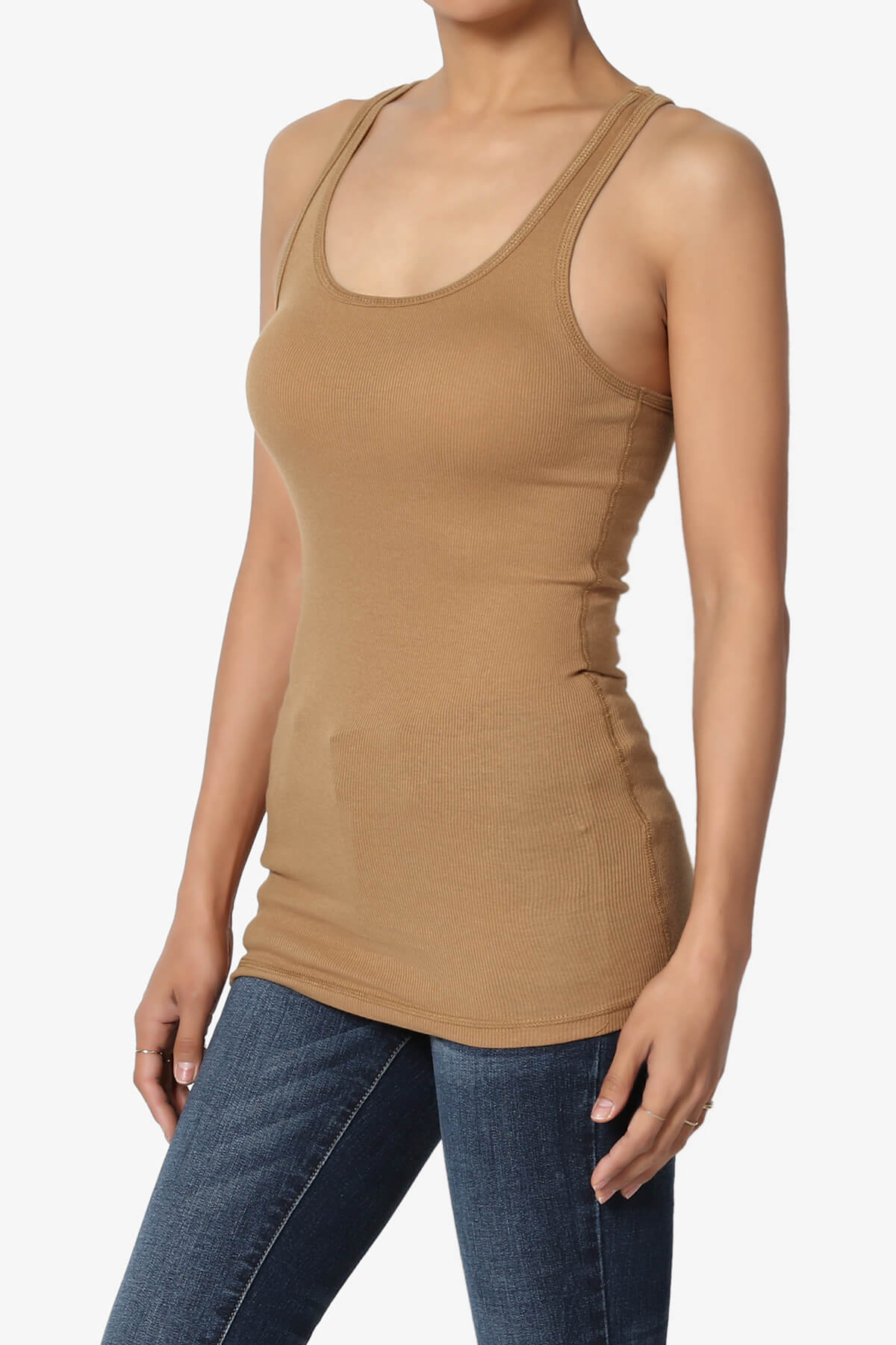 Roxie Racerback Ribbed Tank Top DEEP CAMEL_3