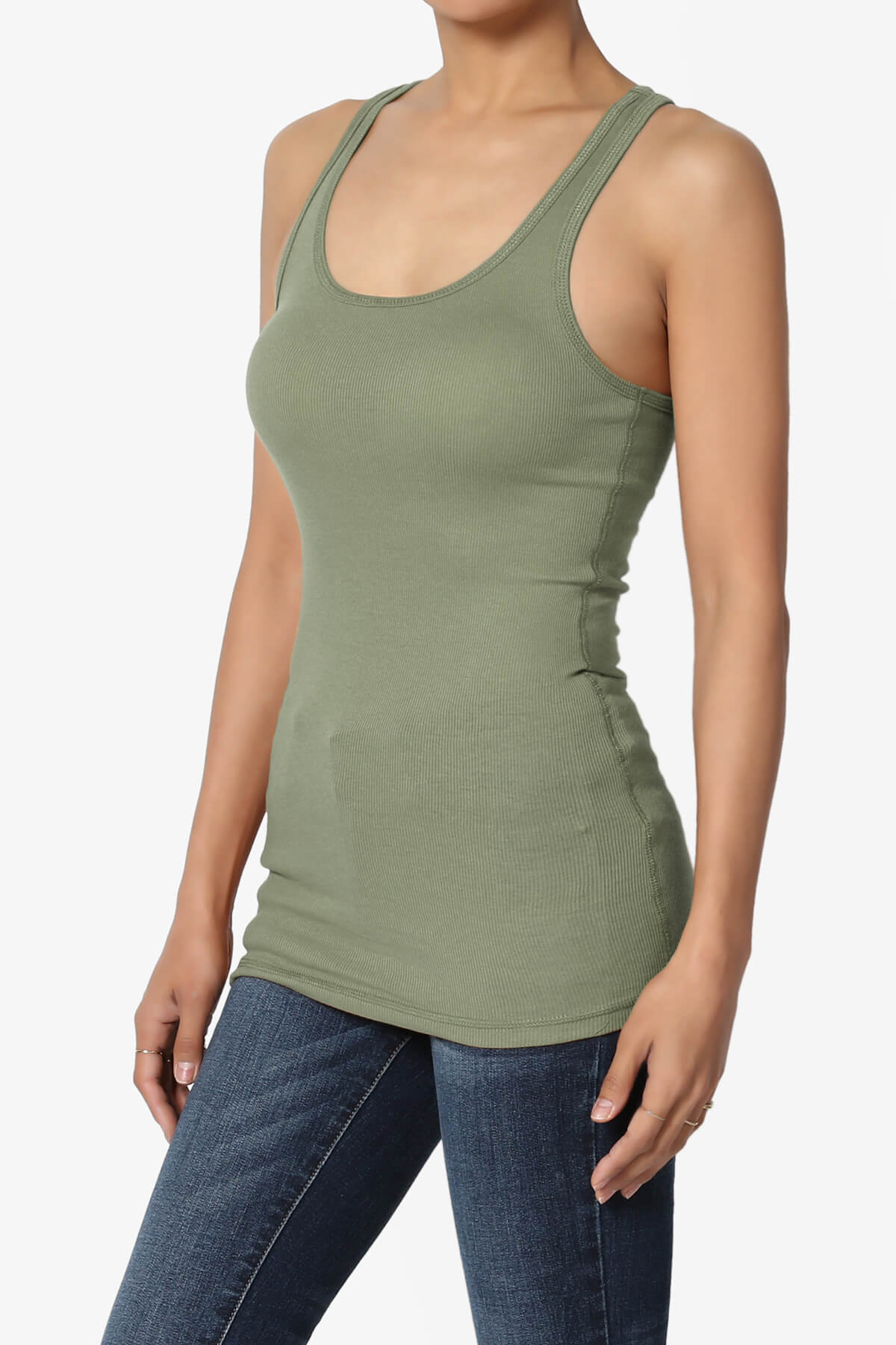 Roxie Racerback Ribbed Tank Top DUSTY OLIVE_3