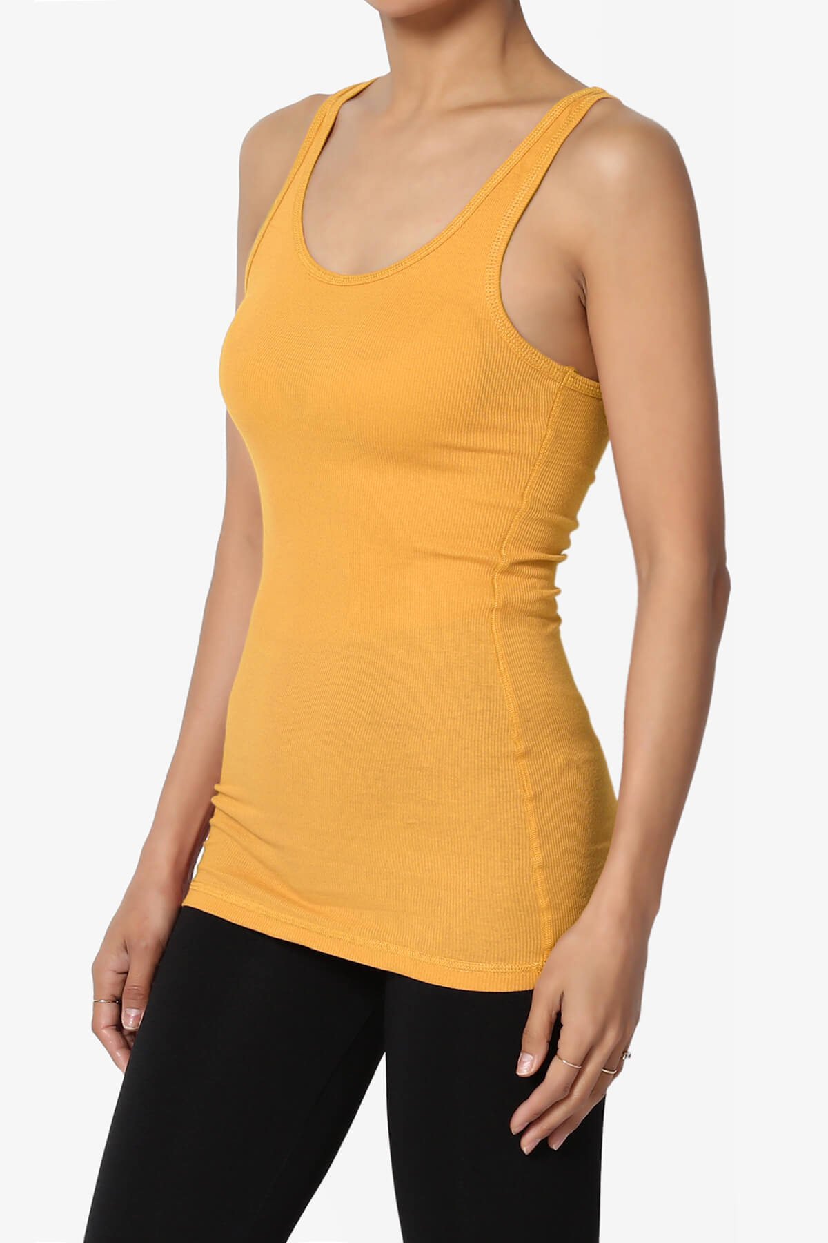 Roxie Racerback Ribbed Tank Top GOLDEN MUSTARD_3