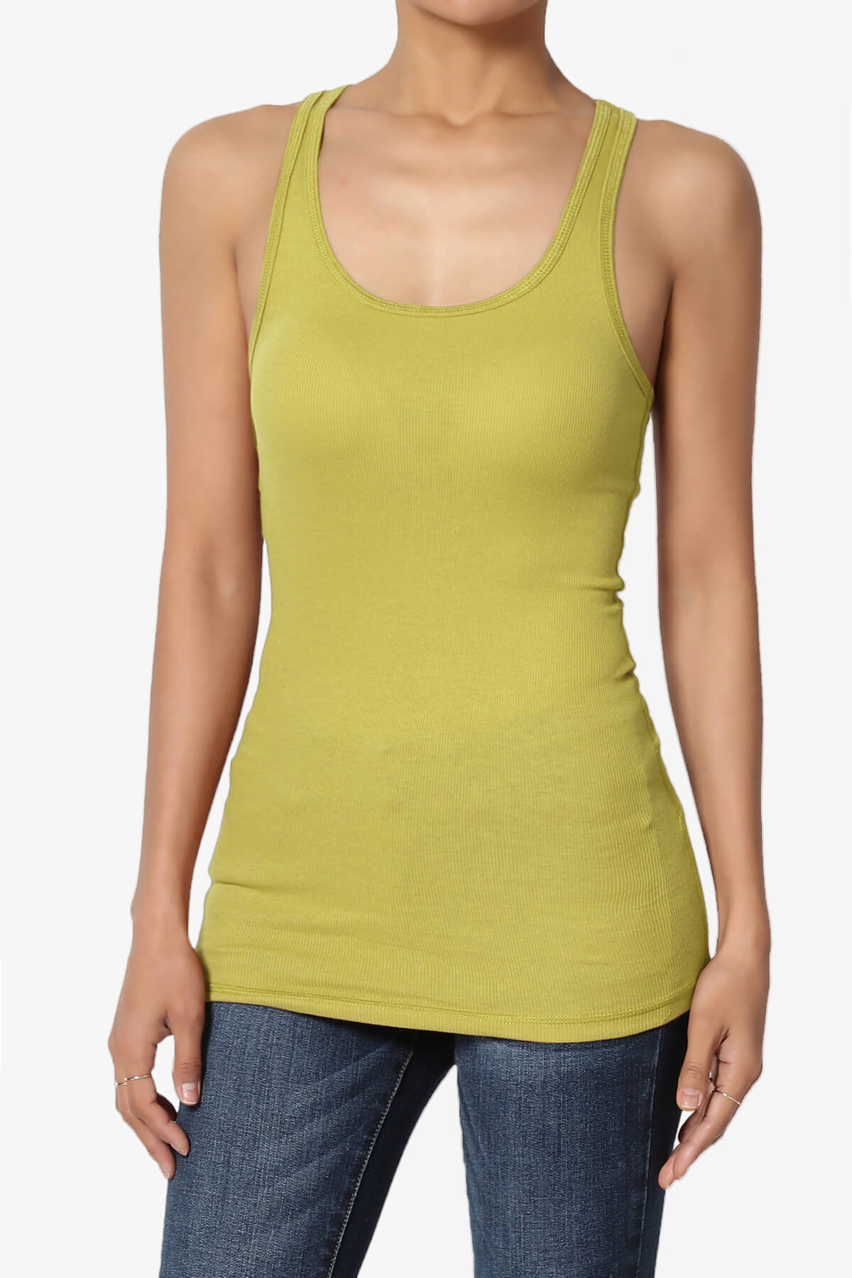 Roxie Racerback Ribbed Tank Top GOLDEN WASABI_1