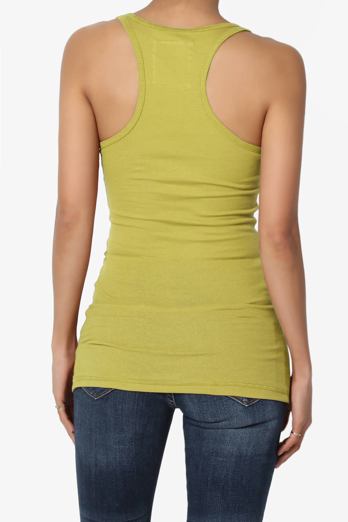 Roxie Racerback Ribbed Tank Top GOLDEN WASABI_2