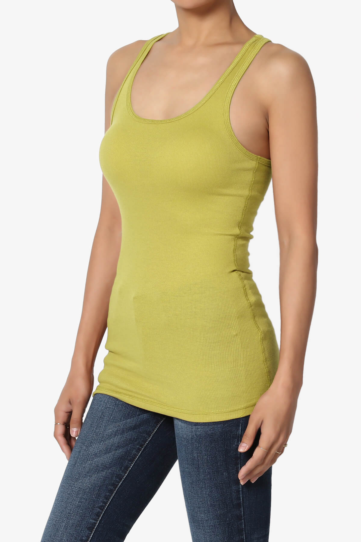 Roxie Racerback Ribbed Tank Top GOLDEN WASABI_3
