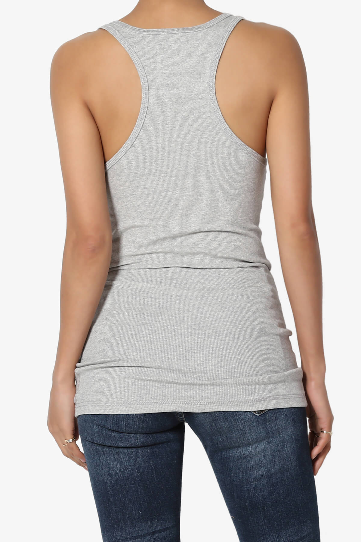 Roxie Racerback Ribbed Tank Top HEATHER GREY_2
