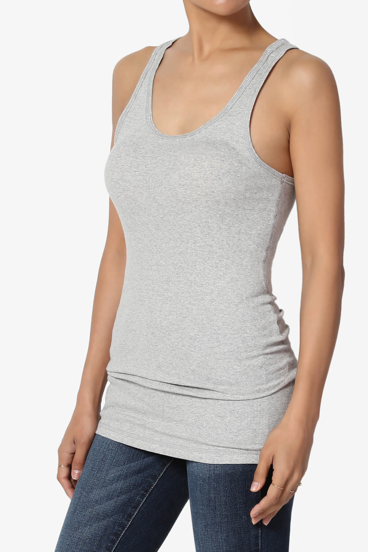 Roxie Racerback Ribbed Tank Top HEATHER GREY_3