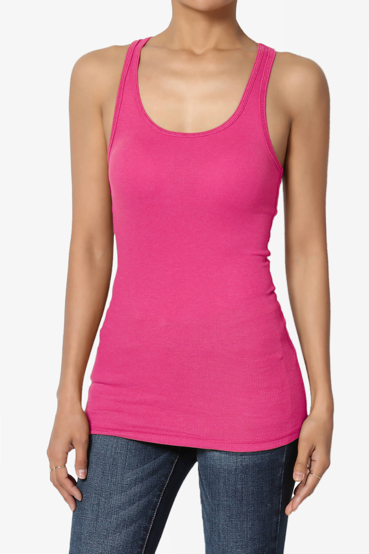 Roxie Racerback Ribbed Tank Top HOT PINK_1