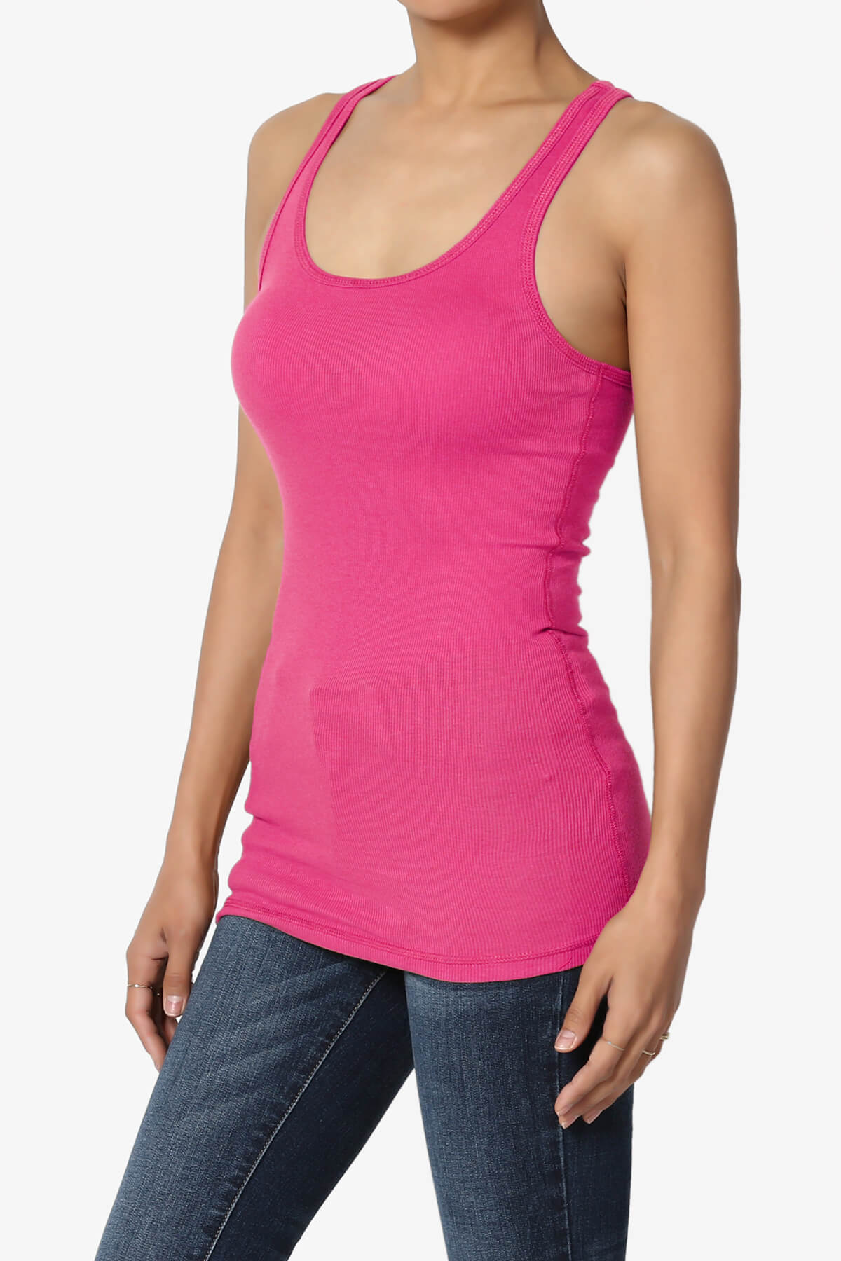 Roxie Racerback Ribbed Tank Top HOT PINK_3