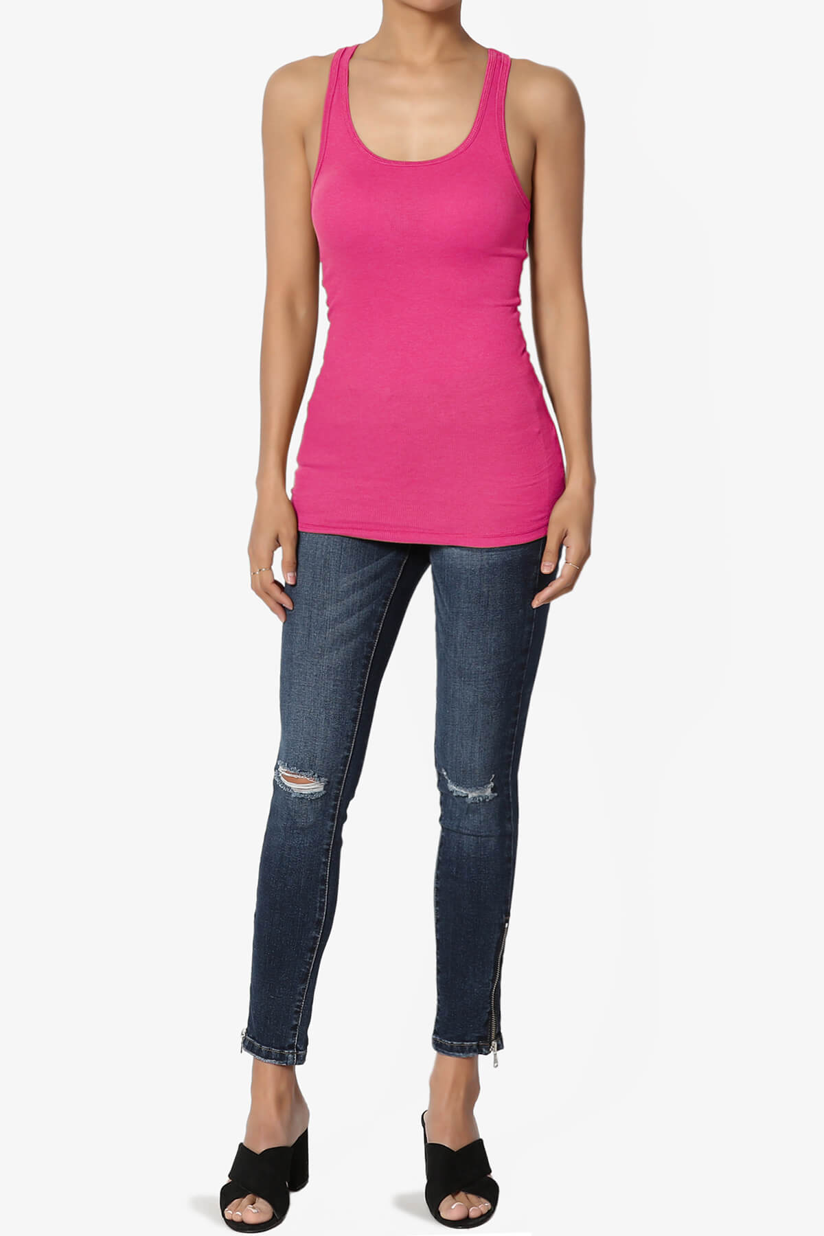 Roxie Racerback Ribbed Tank Top HOT PINK_6