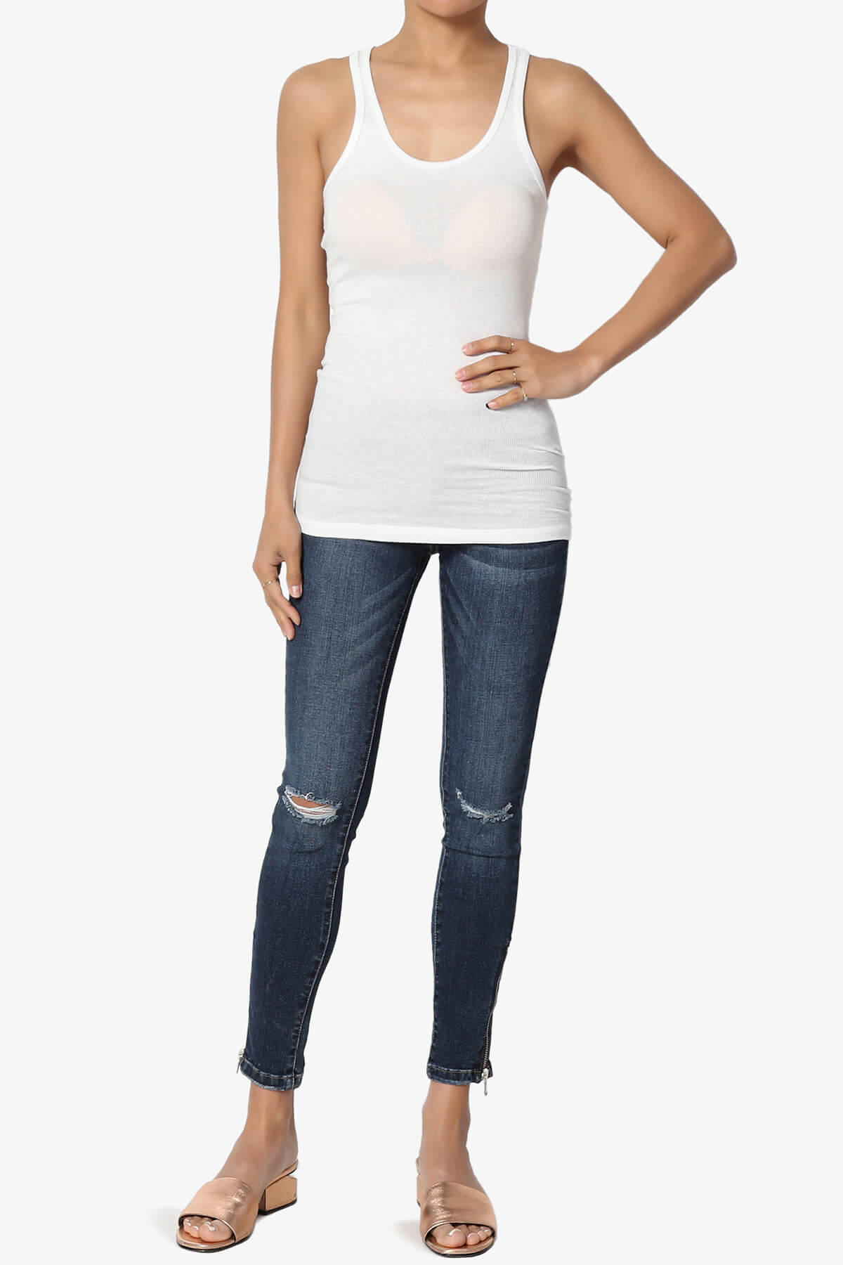 Roxie Racerback Ribbed Tank Top IVORY_6