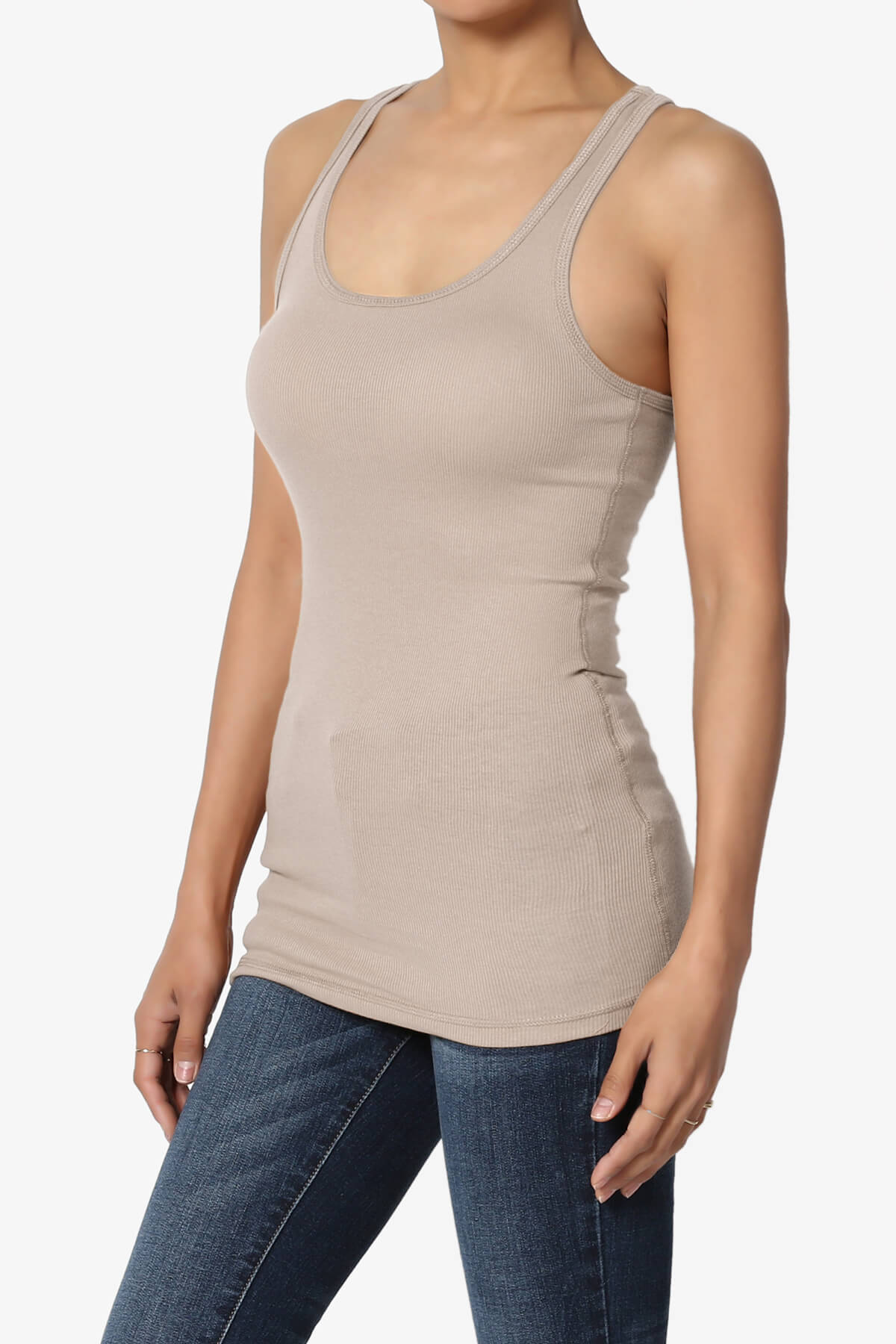 Roxie Racerback Ribbed Tank Top LIGHT MOCHA_3
