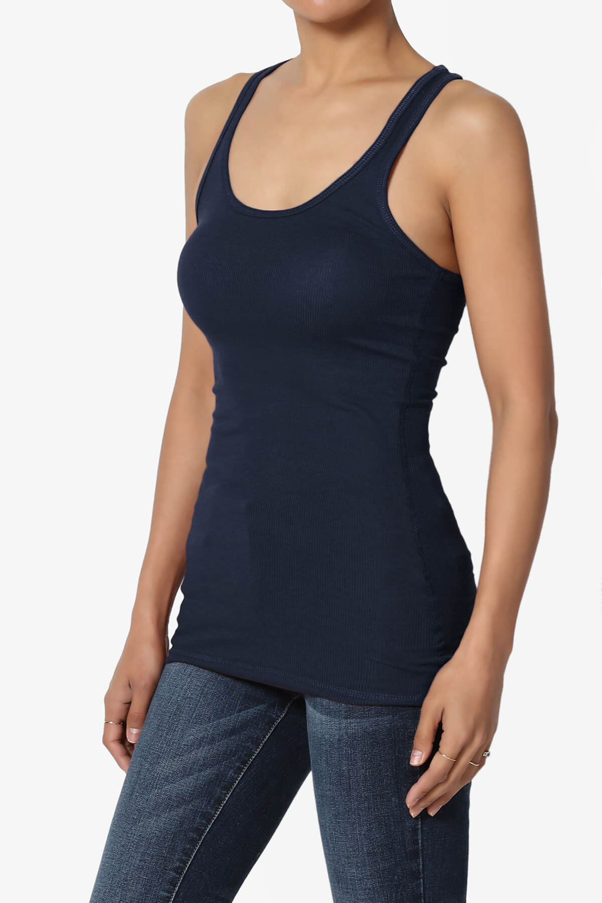 Roxie Racerback Ribbed Tank Top NAVY_3