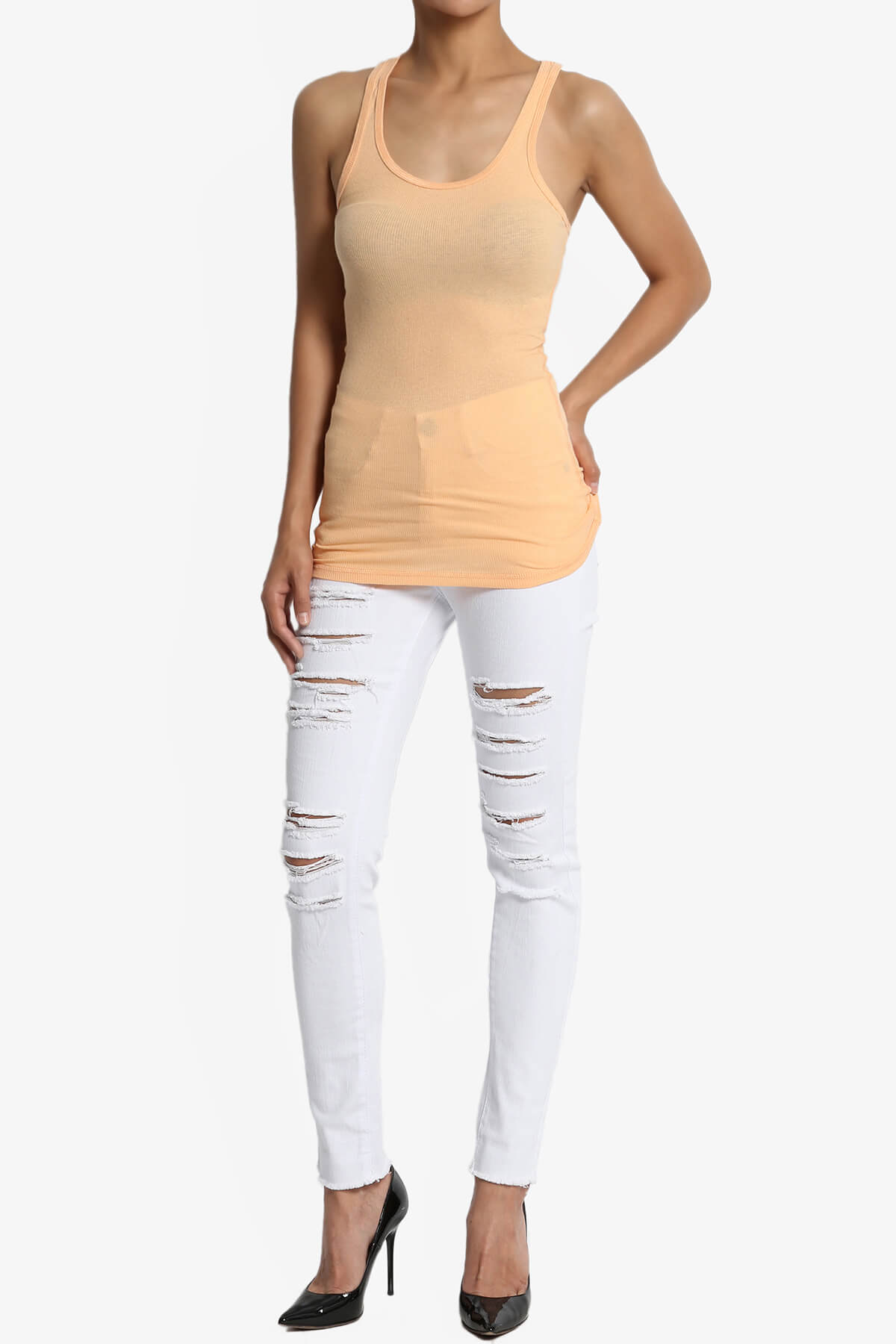 Roxie Racerback Ribbed Tank Top ORANGE CREAM_6