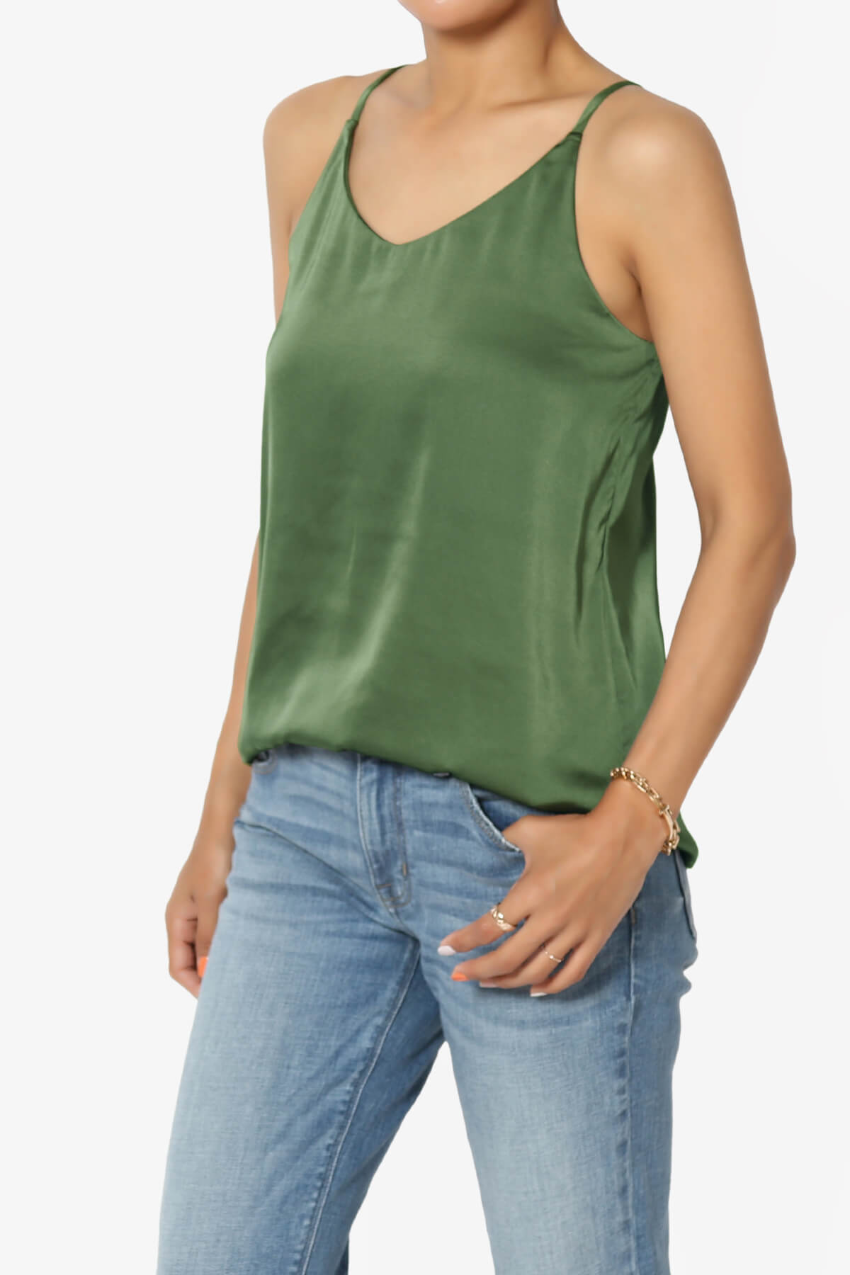 Rozlyn Silky Satin Camisole Top DUSTY OLIVE_3