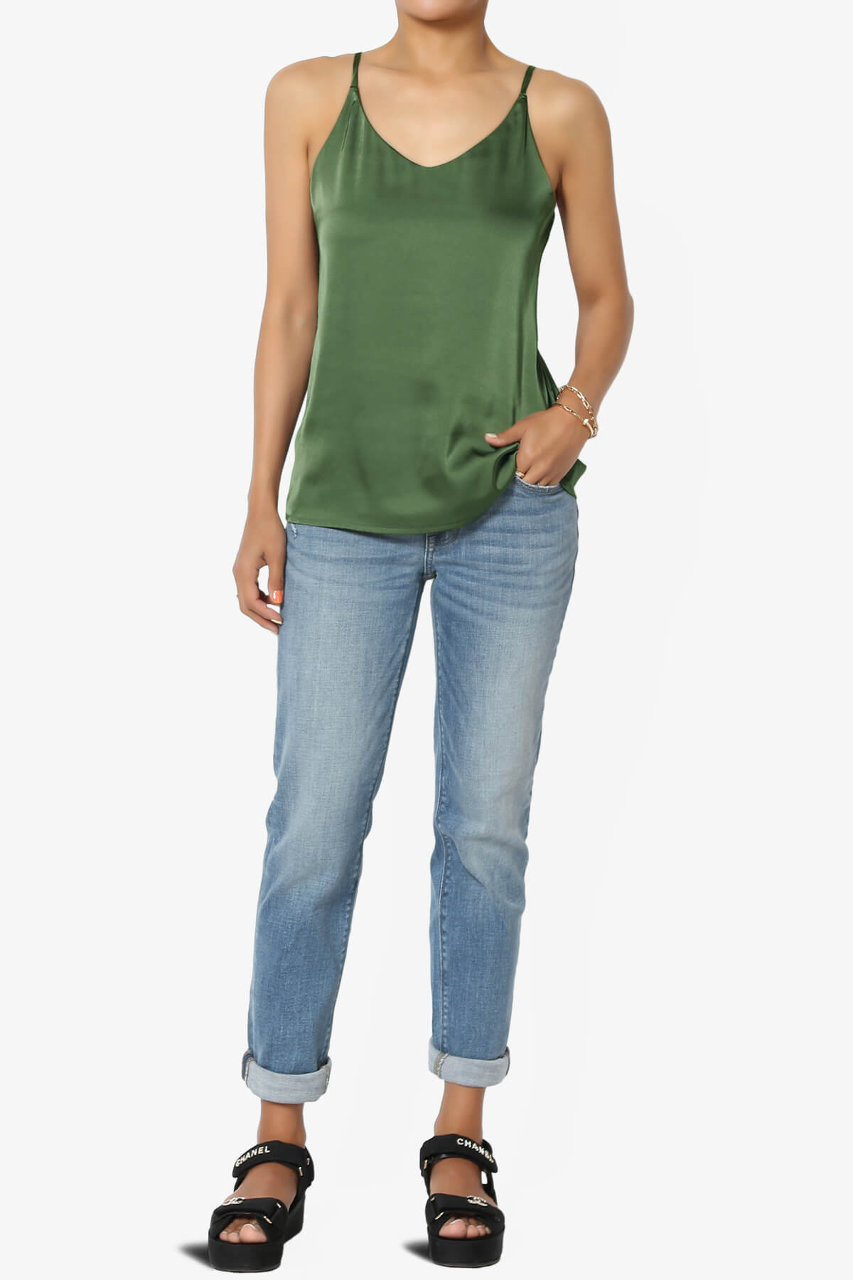 Rozlyn Silky Satin Camisole Top DUSTY OLIVE_6