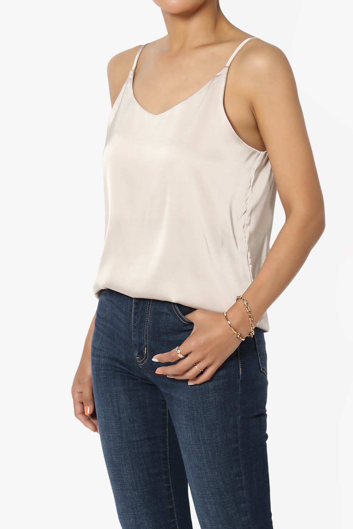 Rozlyn Silky Satin Camisole Top SAND BEIGE_3