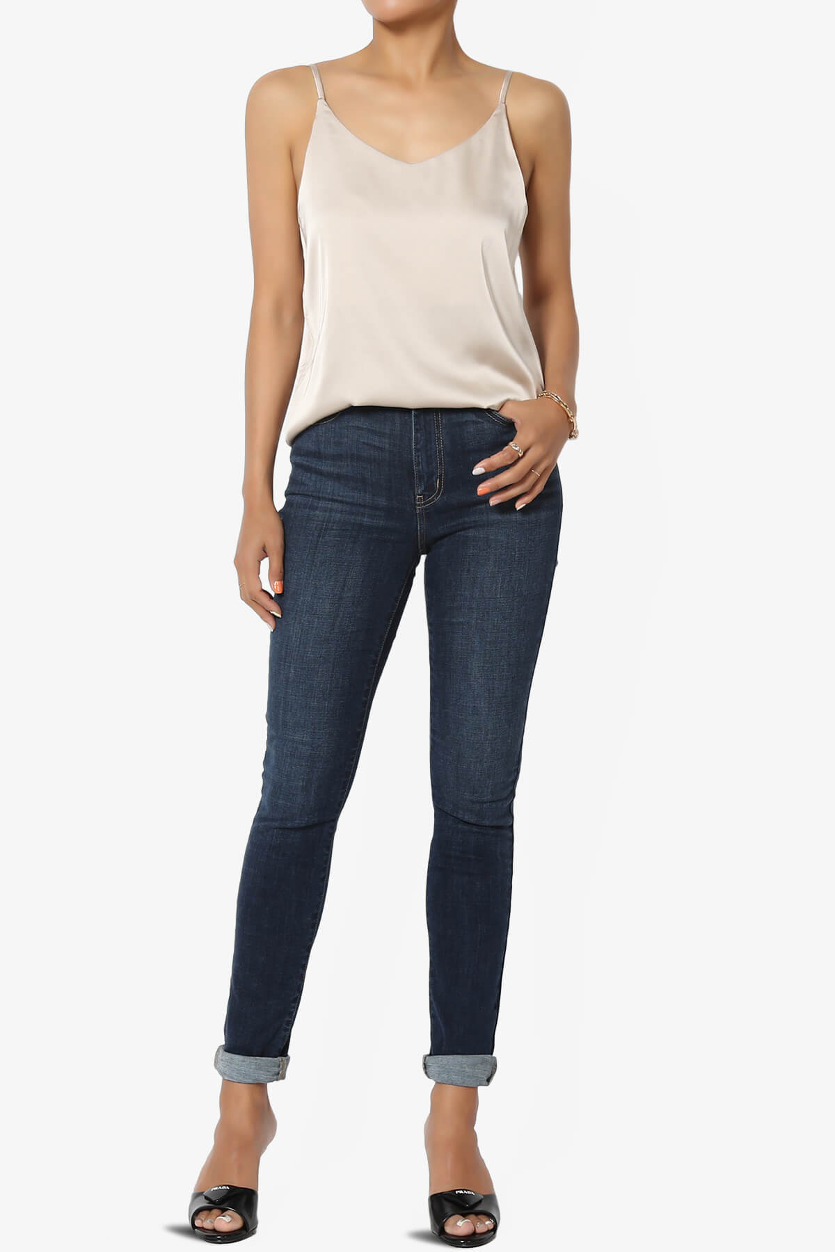 Rozlyn Silky Satin Camisole Top SAND BEIGE_6