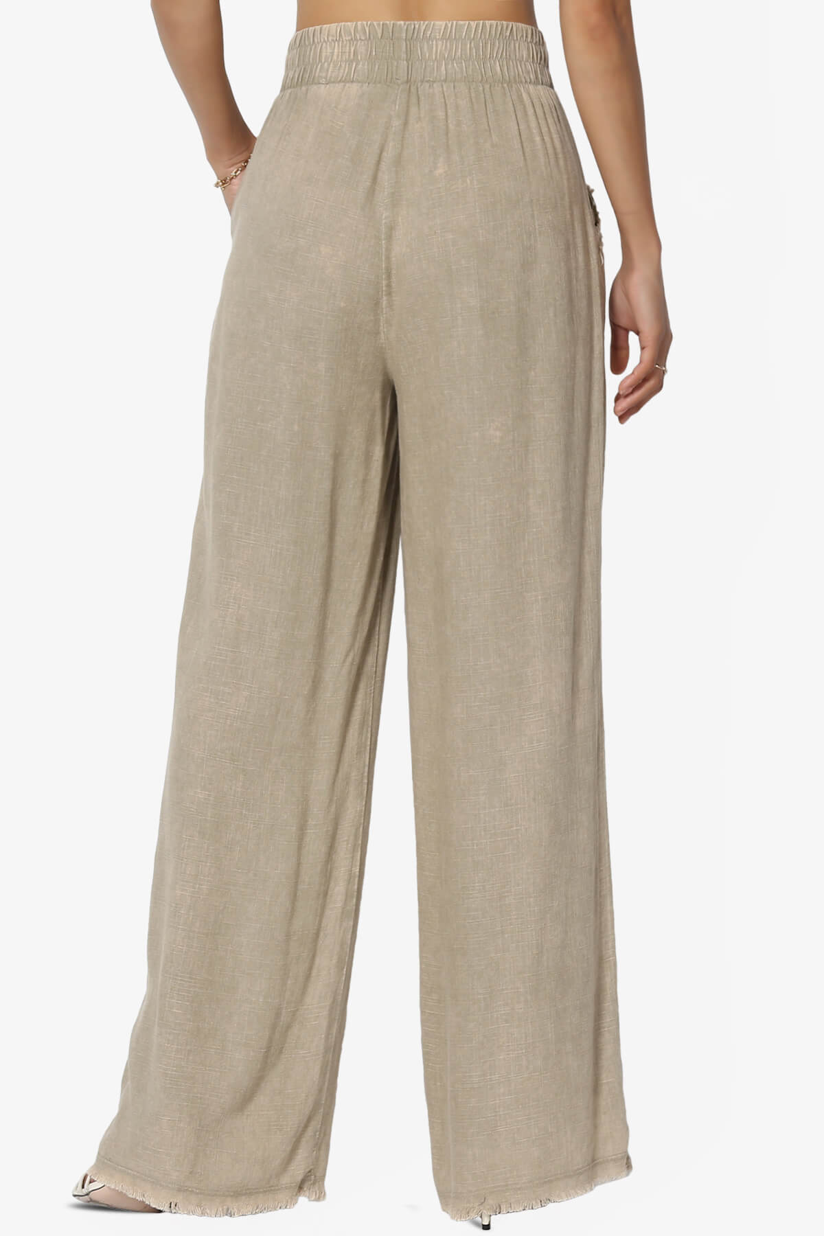 Sandria Washed Linen Wide Leg Pants BEIGE_2