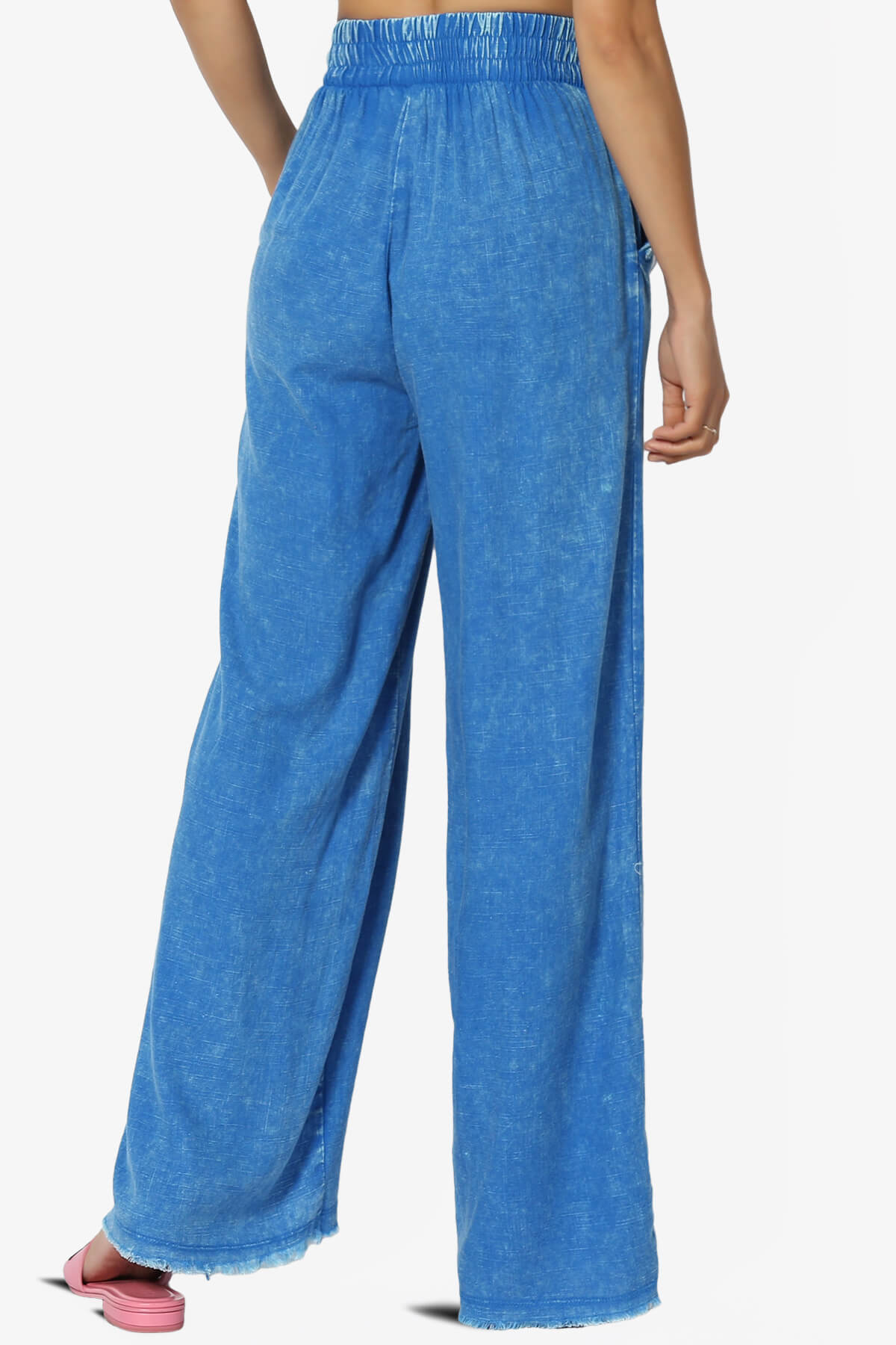 Sandria Washed Linen Wide Leg Pants OCEAN BLUE_2