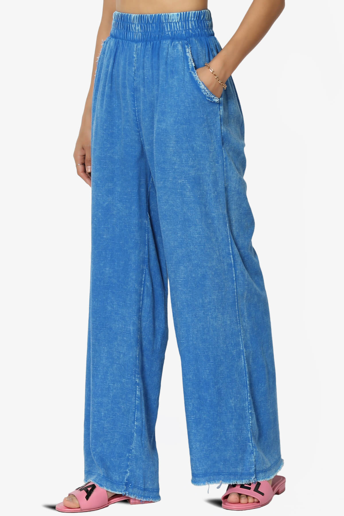 Sandria Washed Linen Wide Leg Pants OCEAN BLUE_3