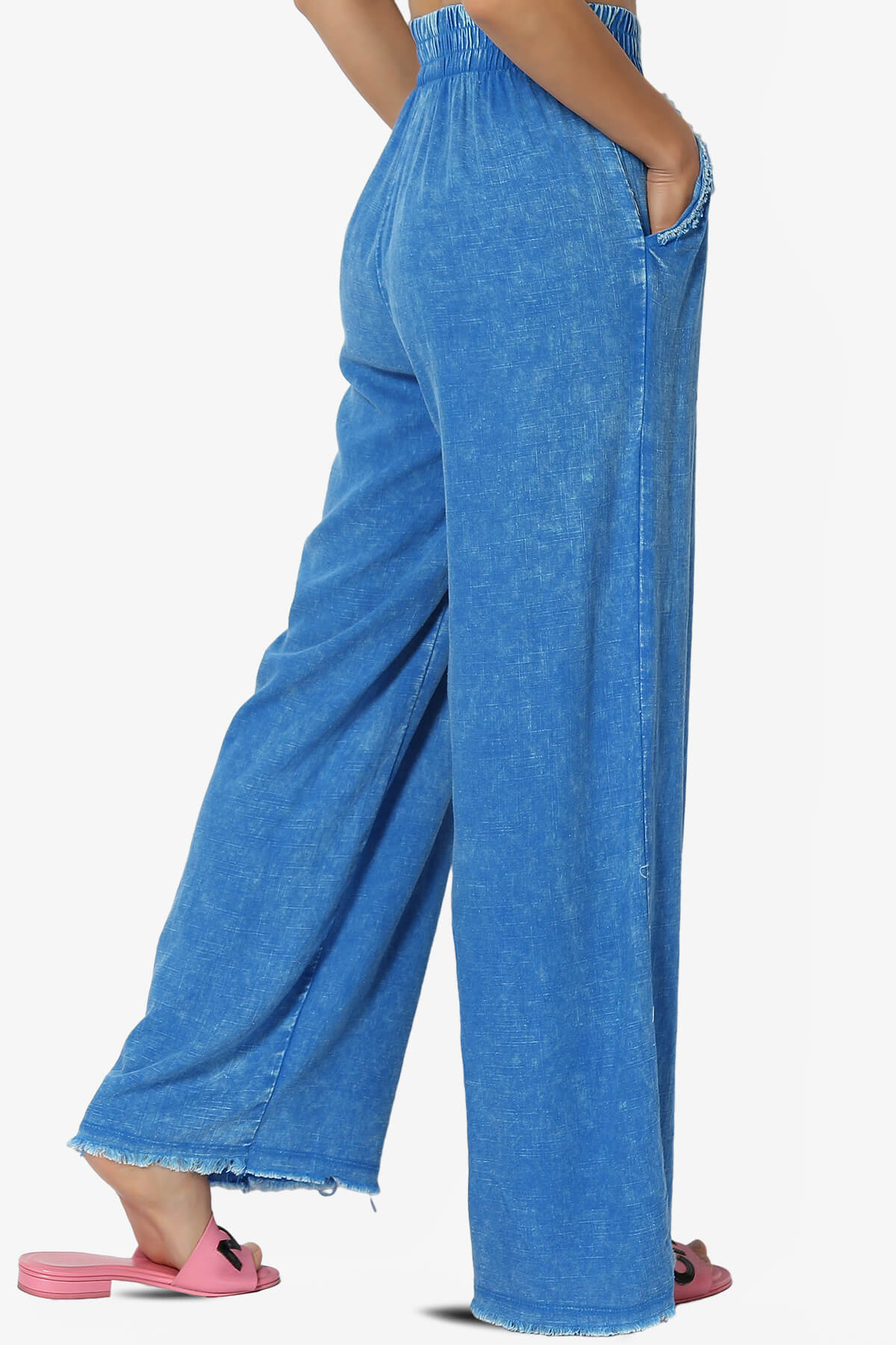 Sandria Washed Linen Wide Leg Pants OCEAN BLUE_4