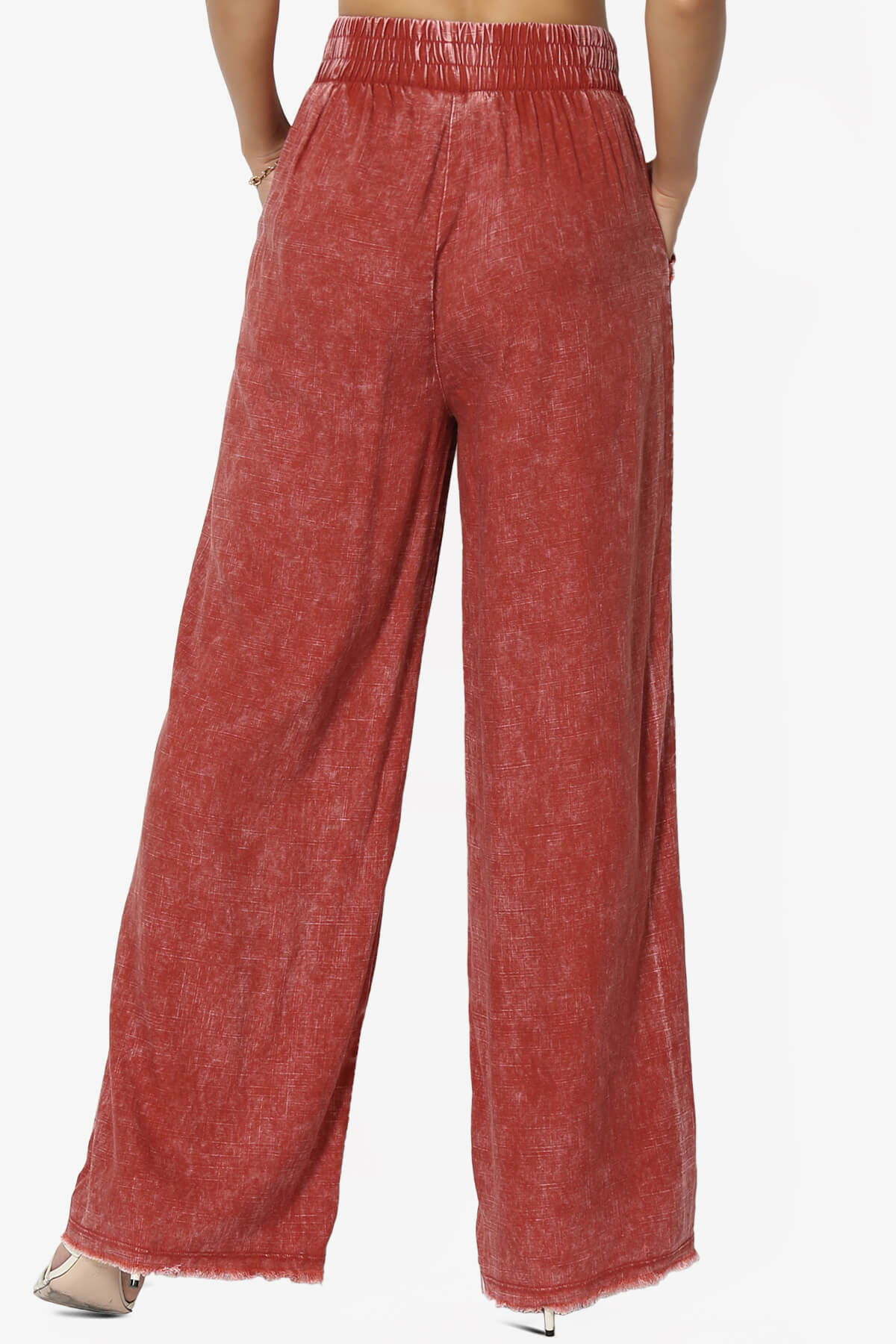 Sandria Washed Linen Wide Leg Pants RUST_2
