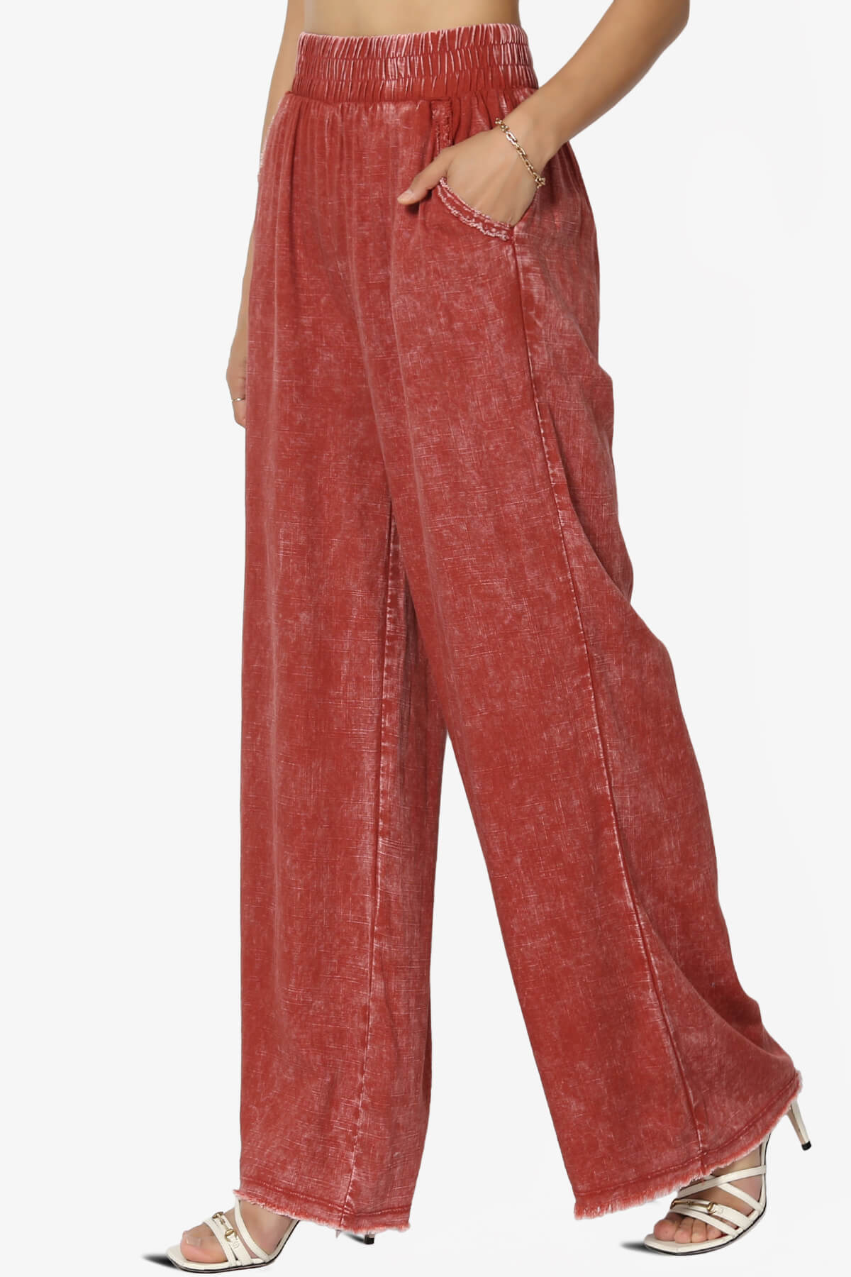 Sandria Washed Linen Wide Leg Pants RUST_3