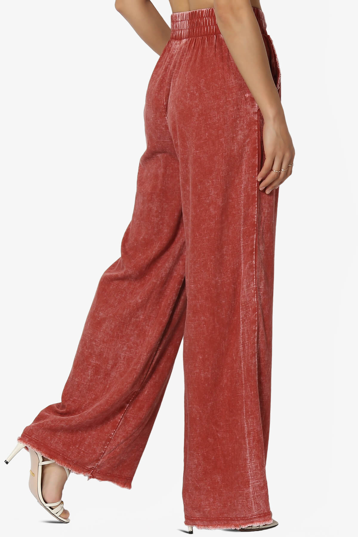 Sandria Washed Linen Wide Leg Pants RUST_4