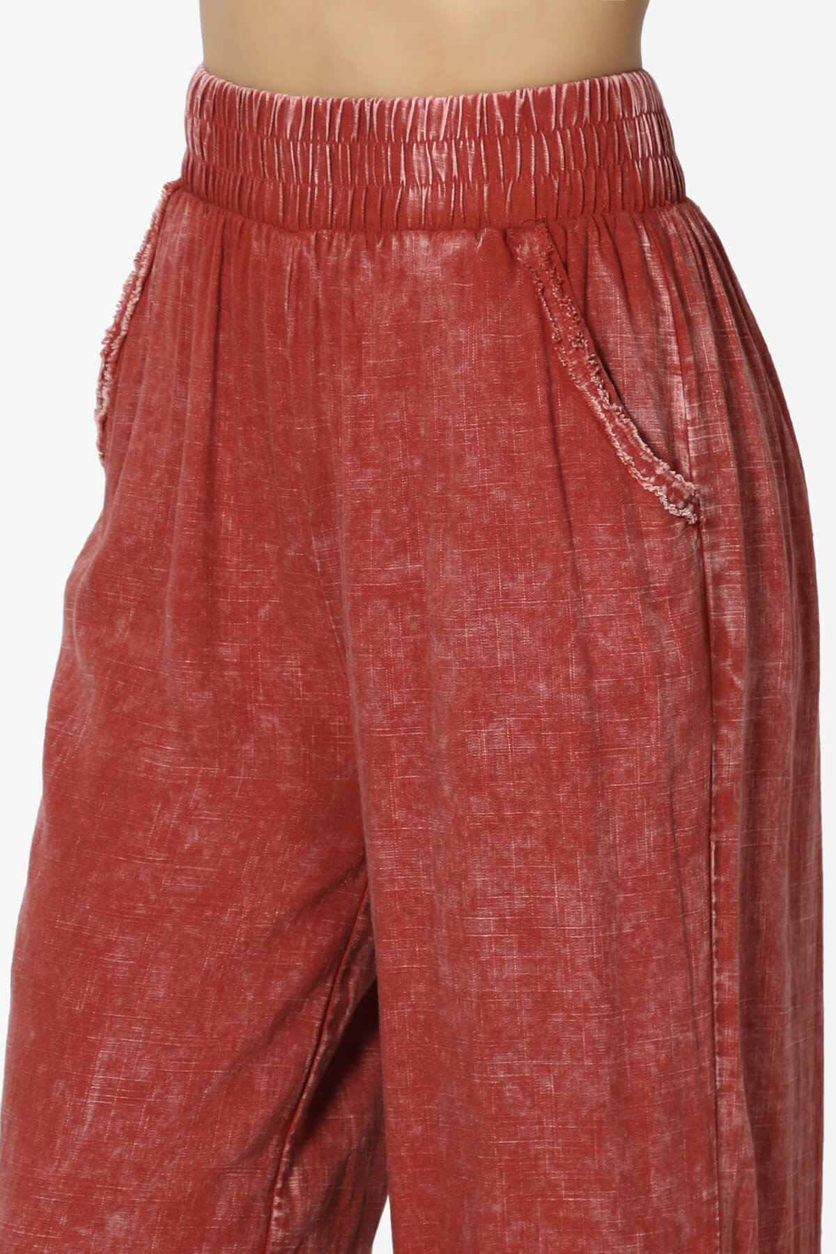 Sandria Washed Linen Wide Leg Pants RUST_5