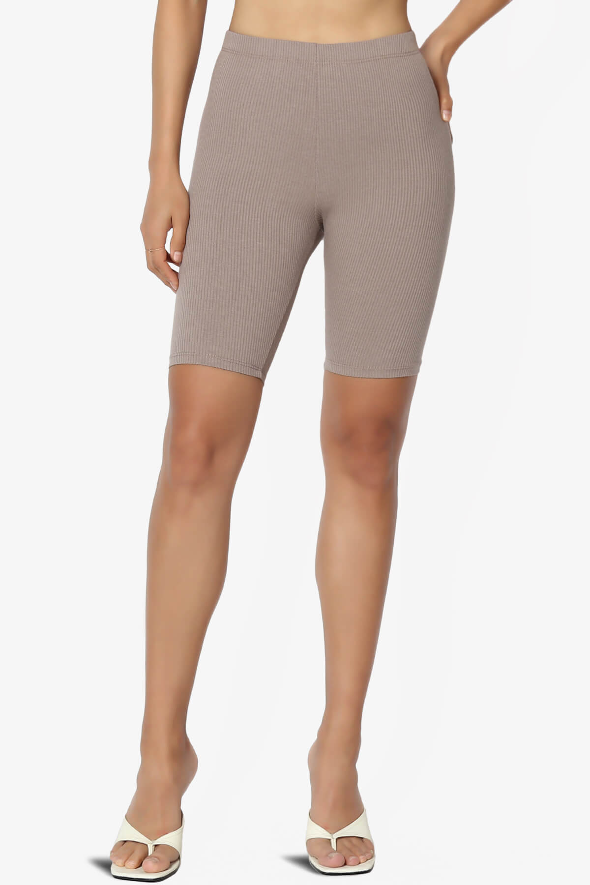 Santana Anti Cellulite Ribbed Biker Shorts MOCHA_1