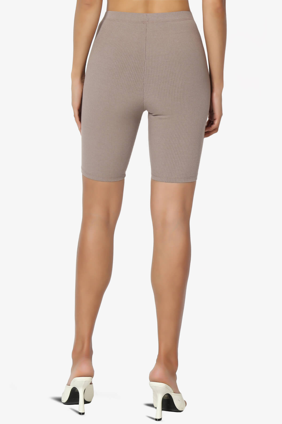 Santana Anti Cellulite Ribbed Biker Shorts MOCHA_2