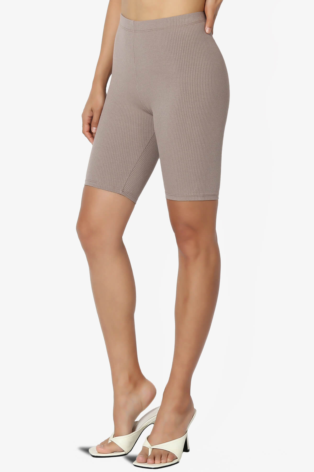 Santana Anti Cellulite Ribbed Biker Shorts MOCHA_3