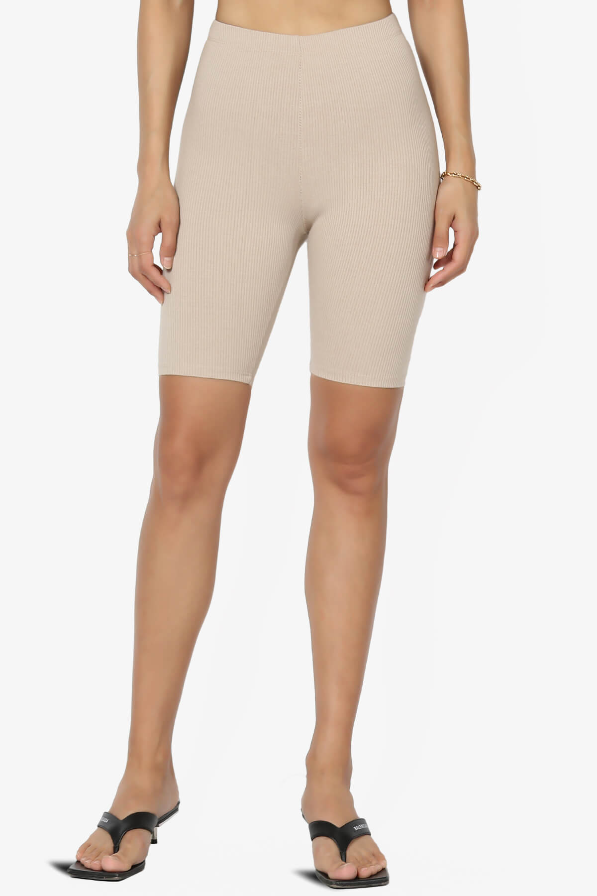 Santana Anti Cellulite Ribbed Biker Shorts TAUPE_1