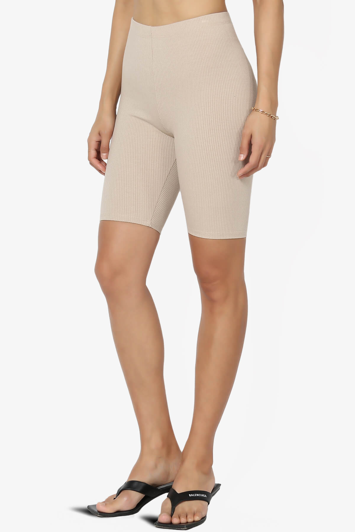 Santana Anti Cellulite Ribbed Biker Shorts TAUPE_3