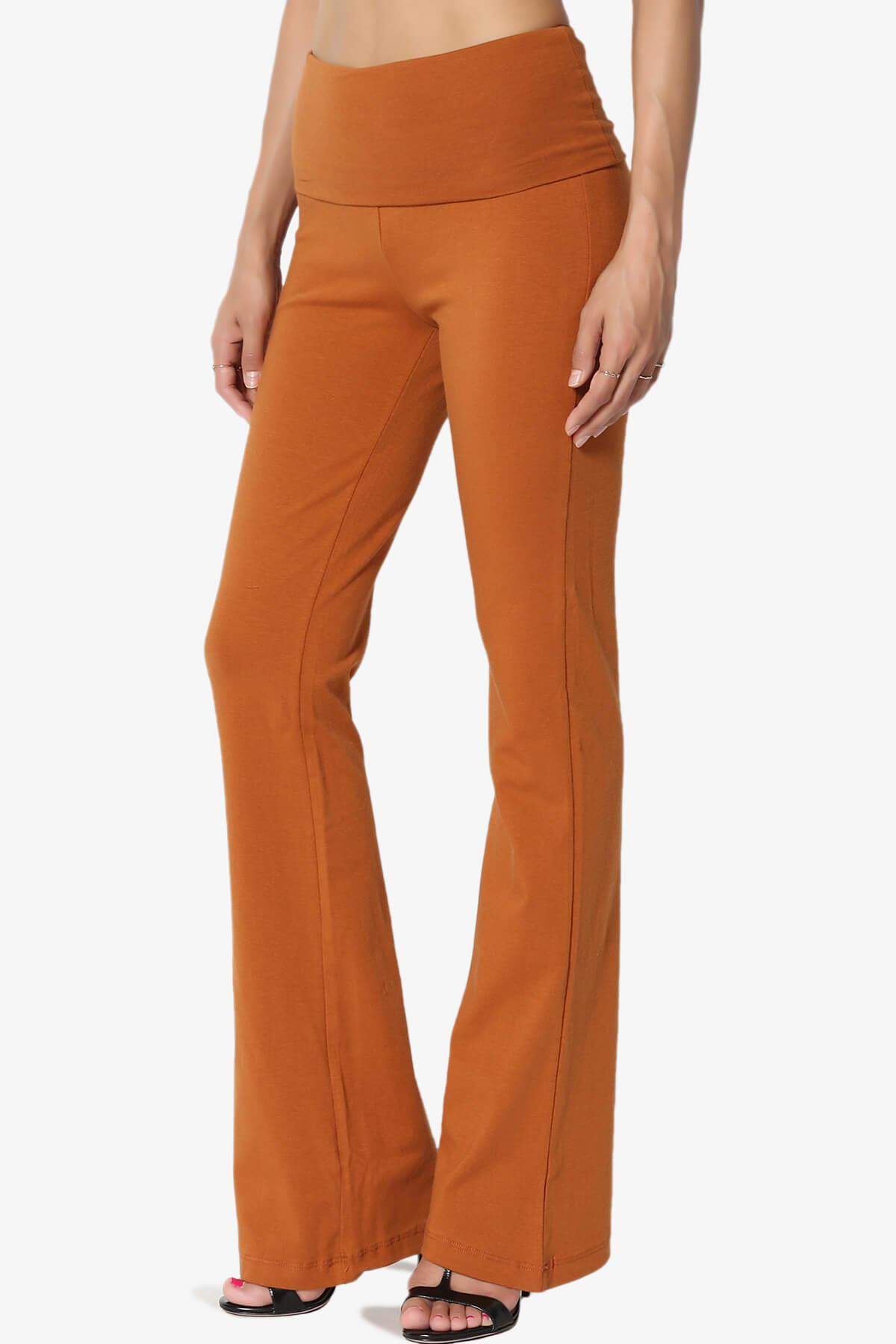 Sara Foldover Waist Yoga Pants ALMOND_3