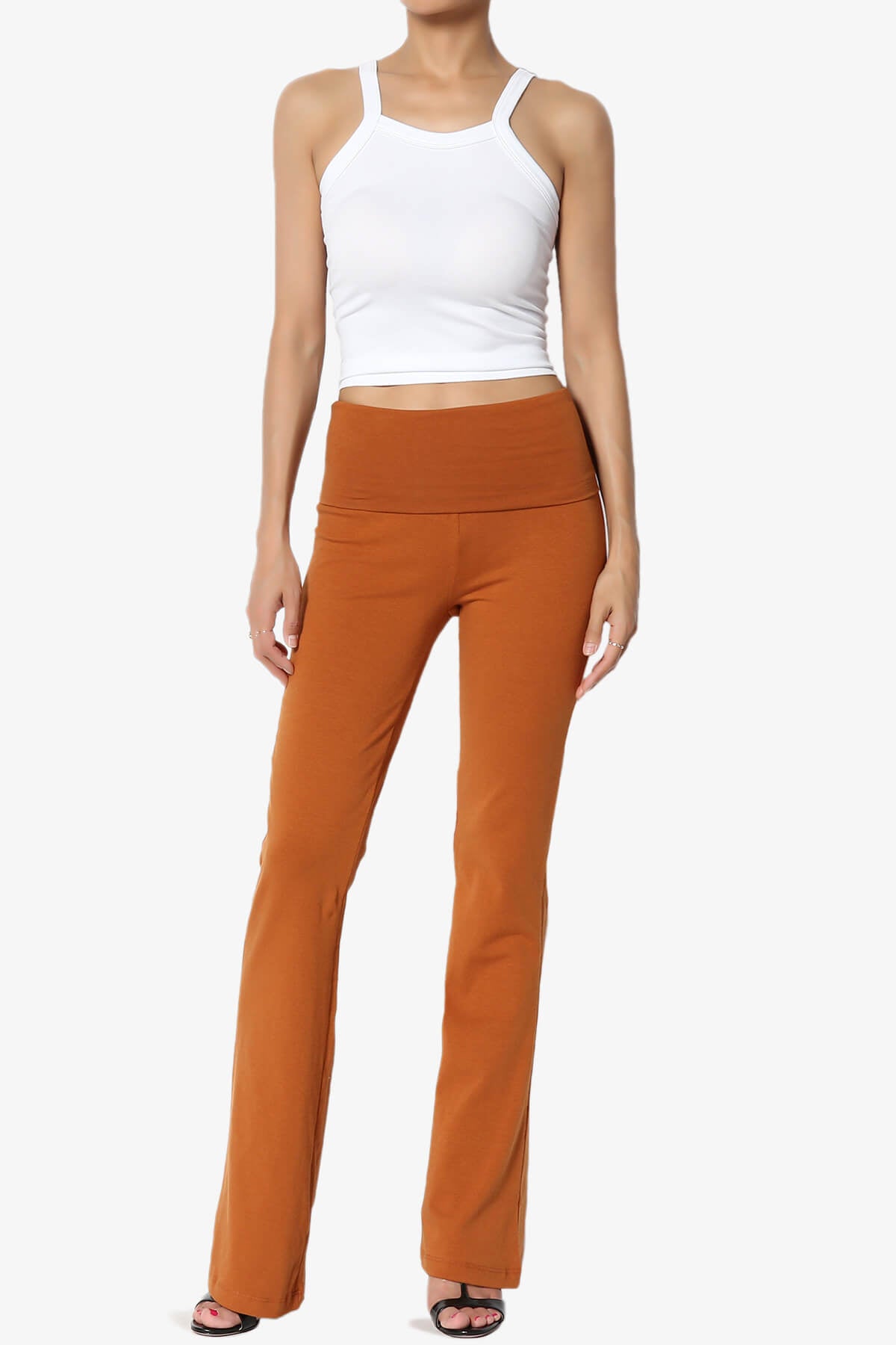 Sara Foldover Waist Yoga Pants ALMOND_6