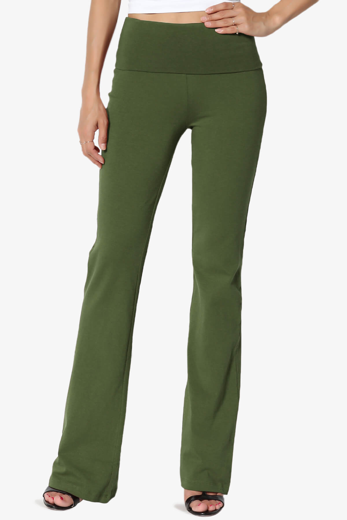Sara Foldover Waist Yoga Pants ARMY GREEN_1