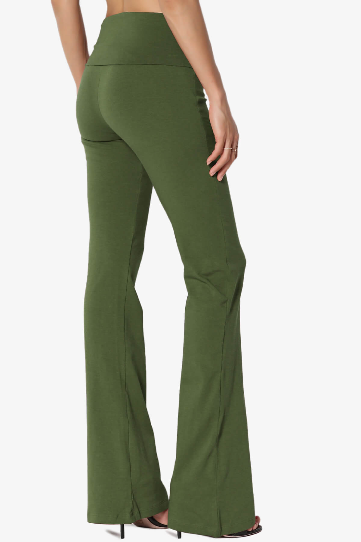 Sara Foldover Waist Yoga Pants ARMY GREEN_4