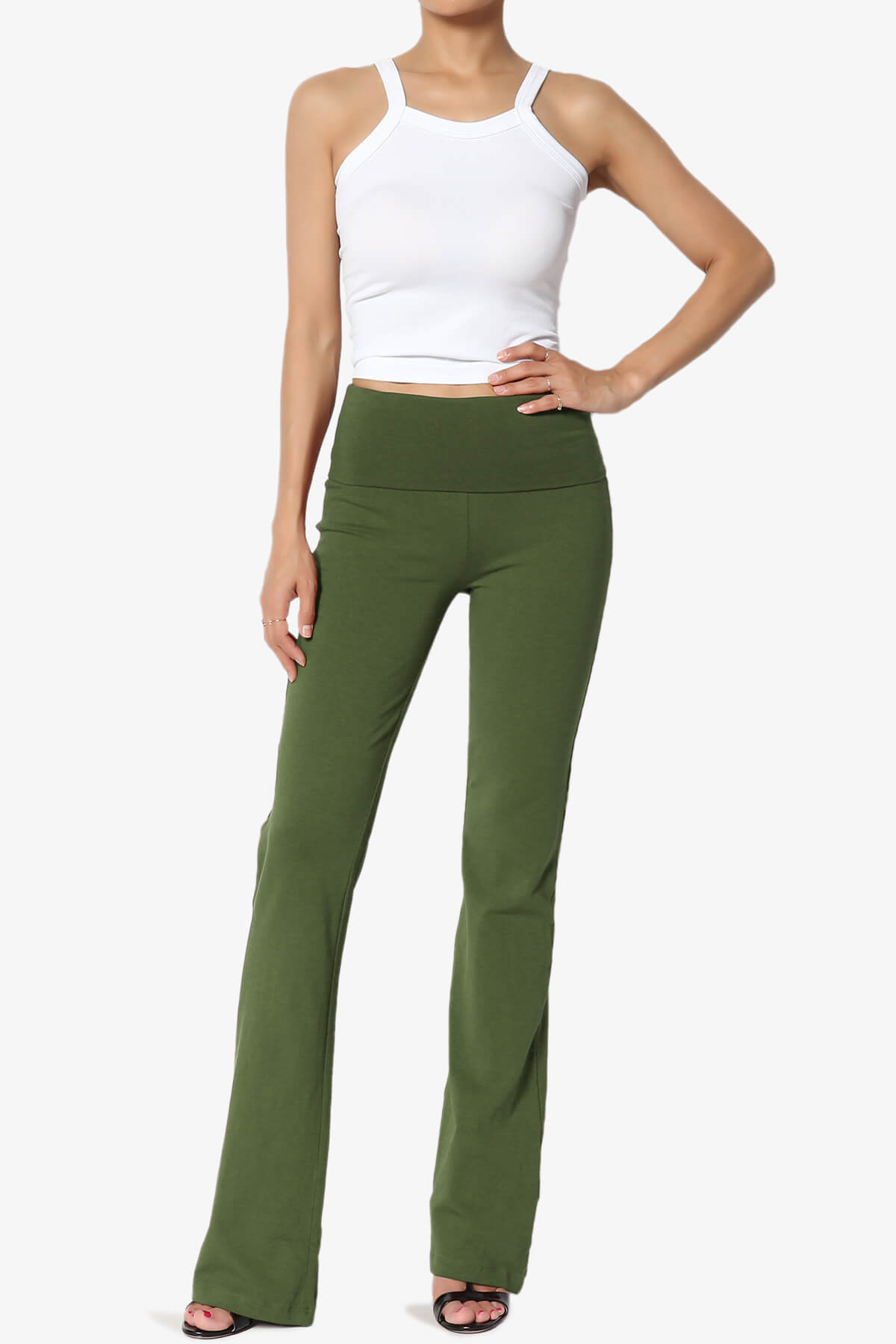 Sara Foldover Waist Yoga Pants ARMY GREEN_6