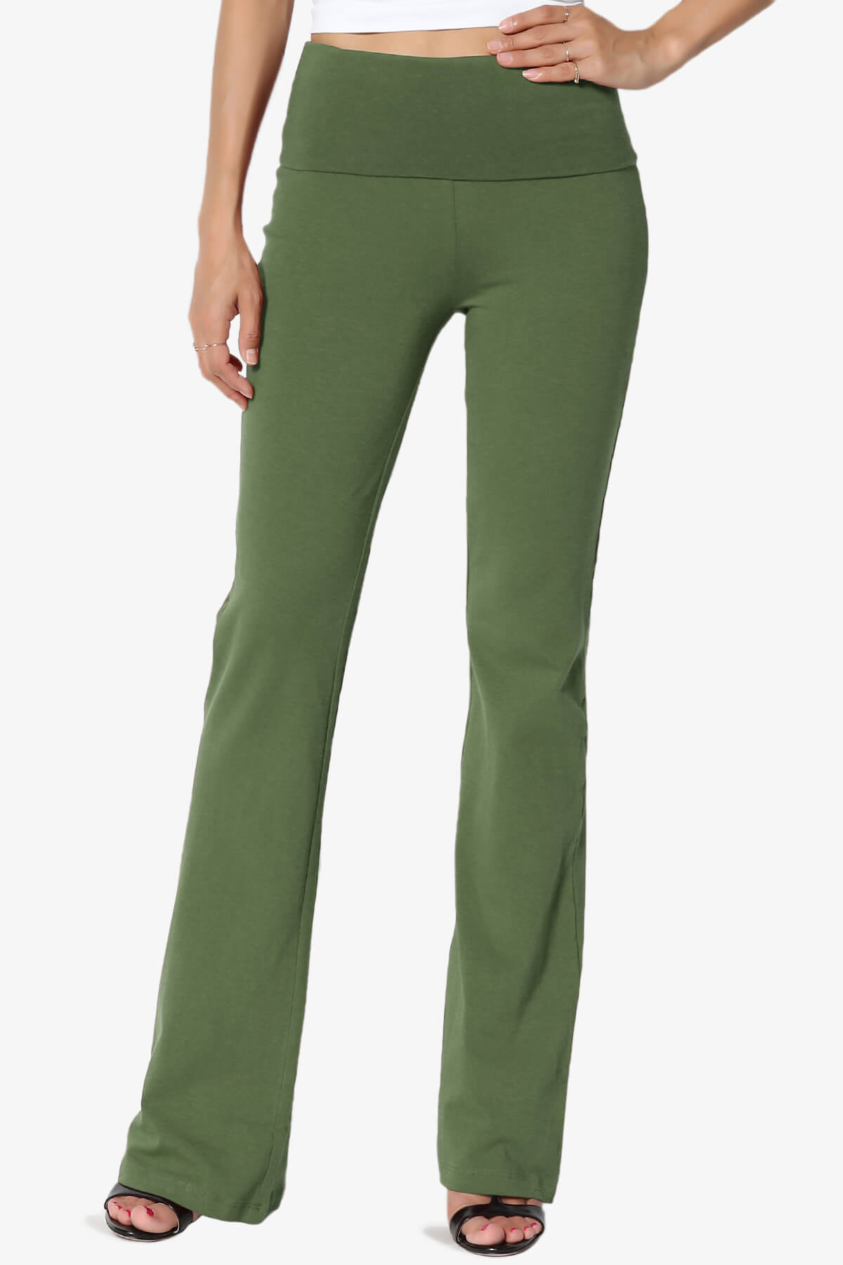 Sara Foldover Waist Yoga Pants ASH OLIVE_1