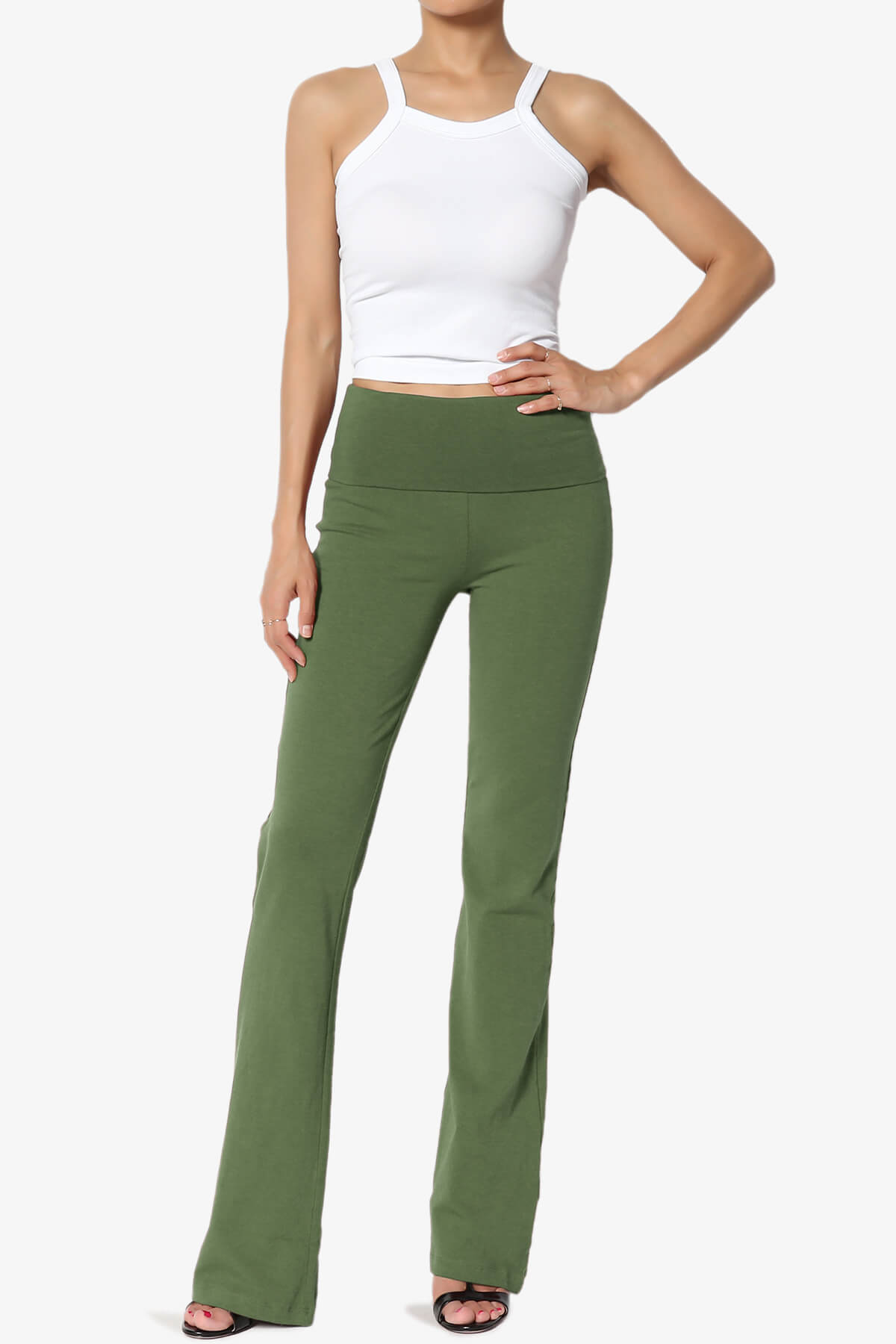 Sara Foldover Waist Yoga Pants ASH OLIVE_6