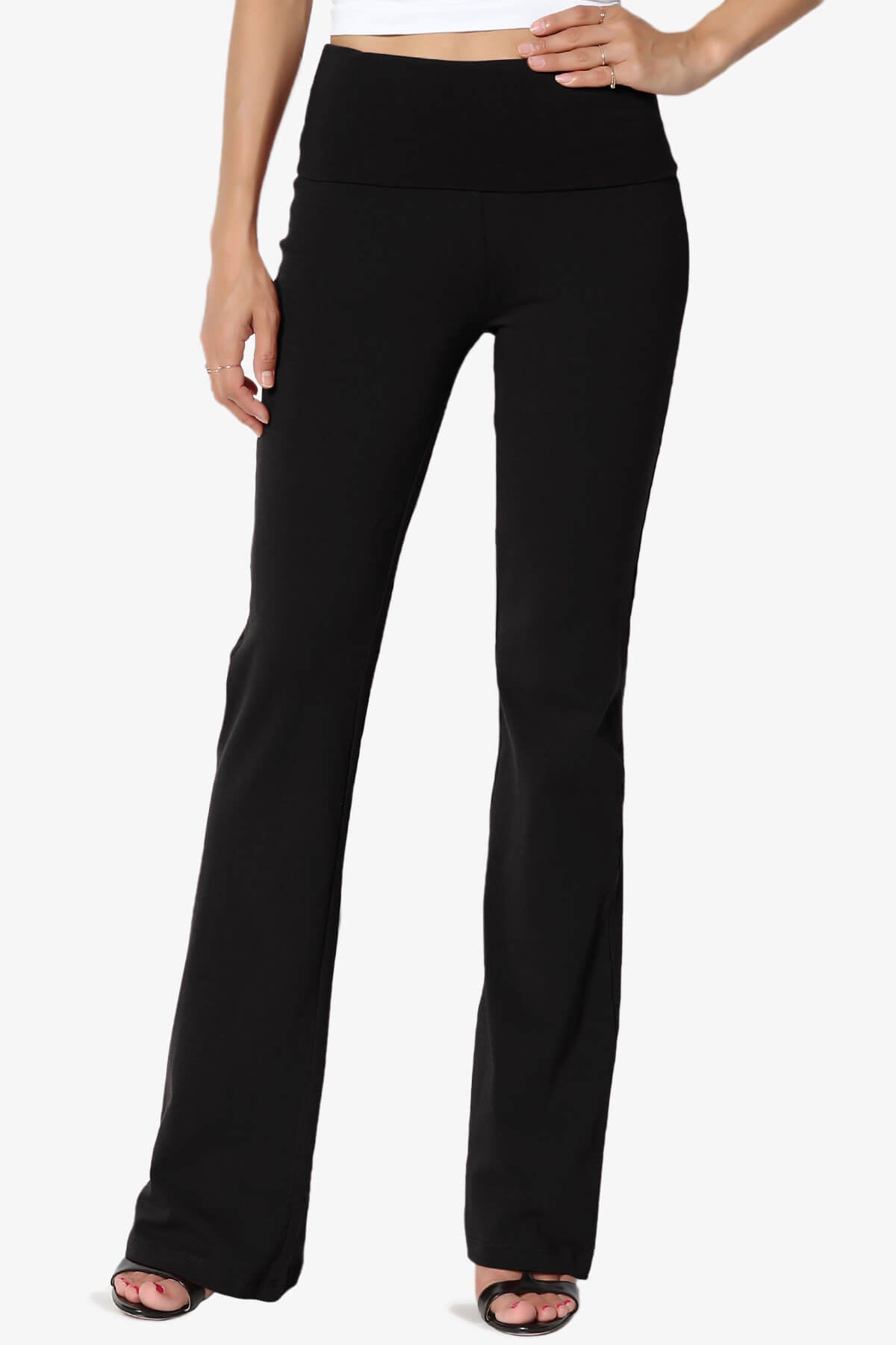 Sara Foldover Waist Yoga Pants BLACK_1